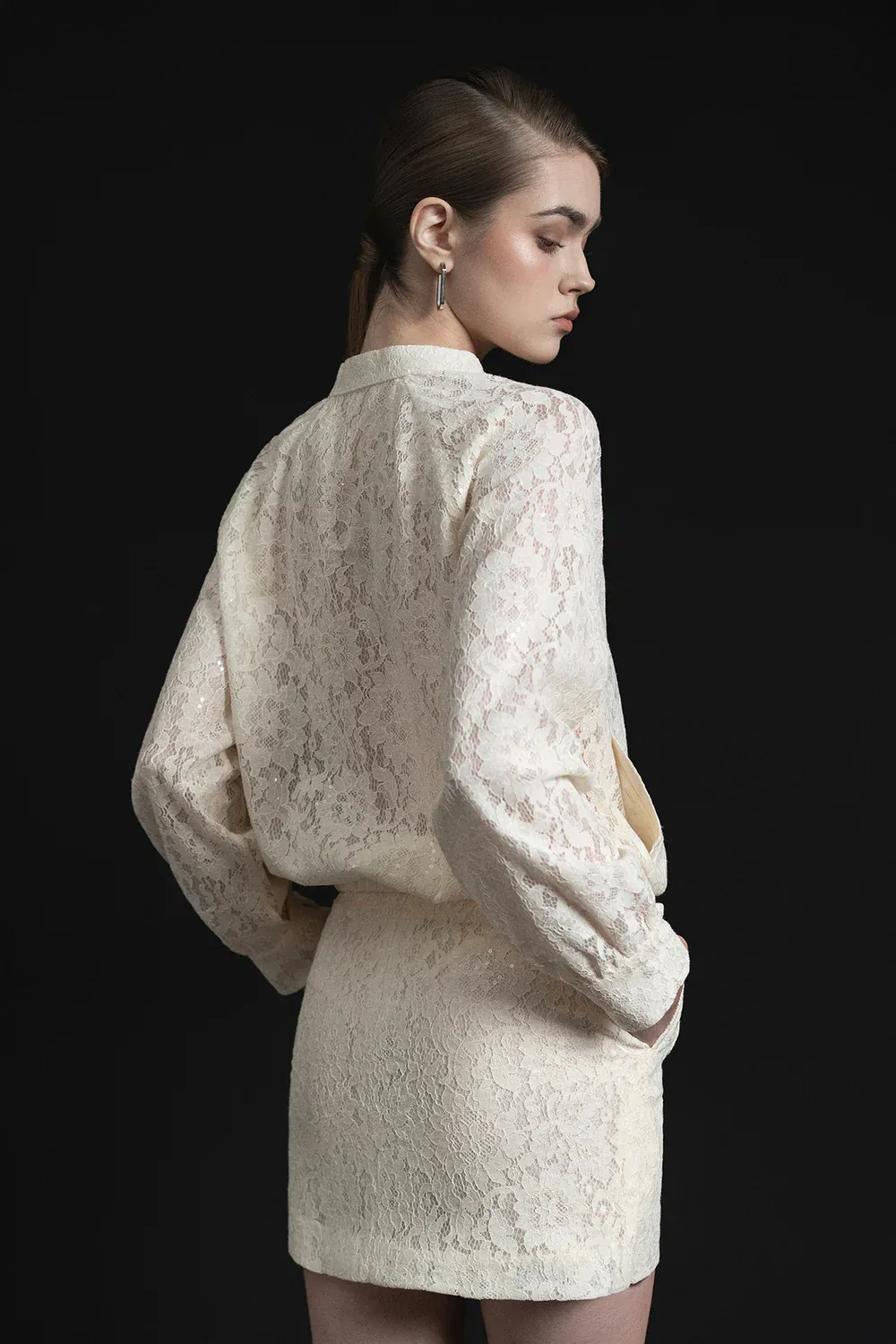 Eiry A-line Flap Pocket Lace Mini Skirt