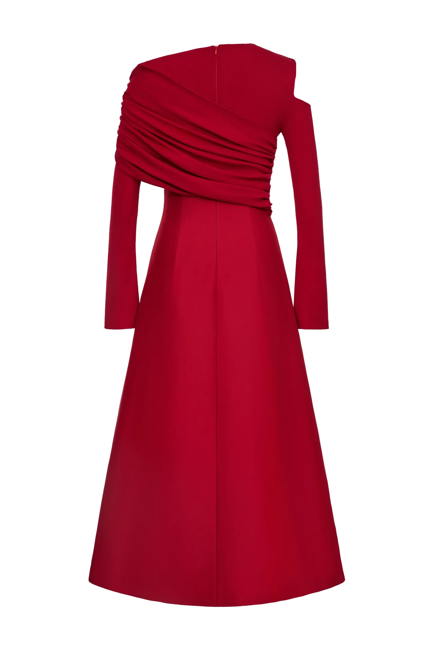 Luminous A-line Asymmetric Shoulder Jersey Maxi Dress