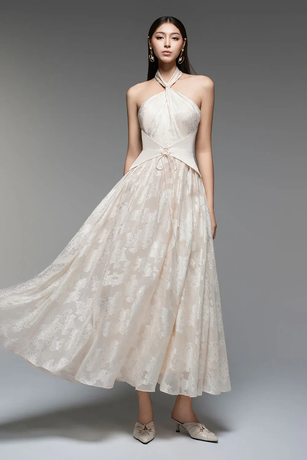 Cordelia A-line Twisted Organza Ankle Length Dress