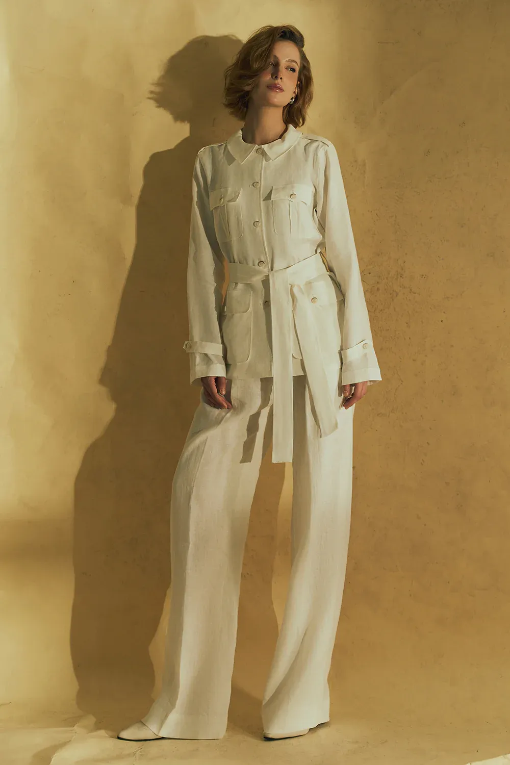 Desert Straight Peter Pan Collar Linen Shirt