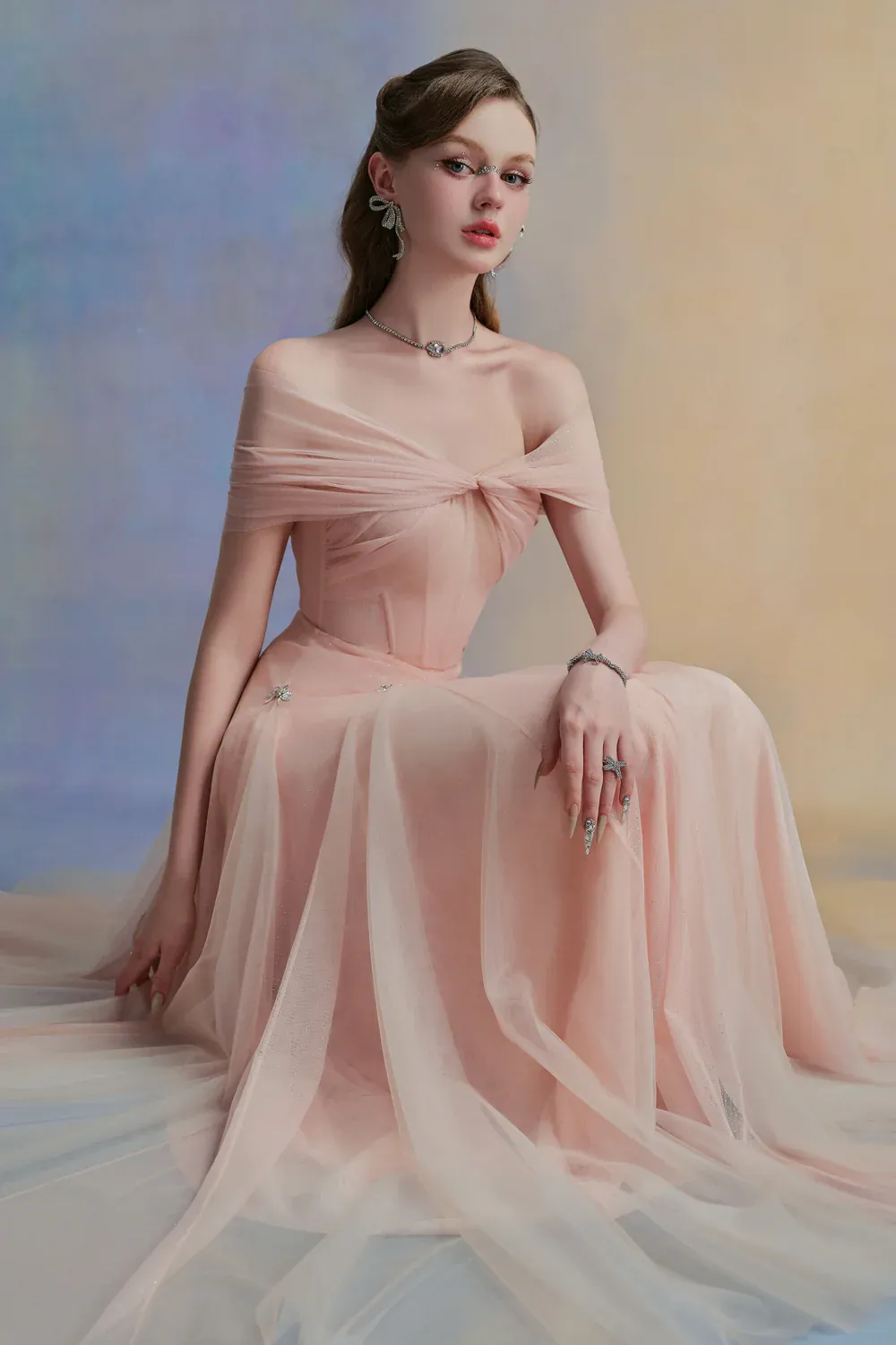 Iriséa A-line Corset Waist Tulle Ankle Length Dress