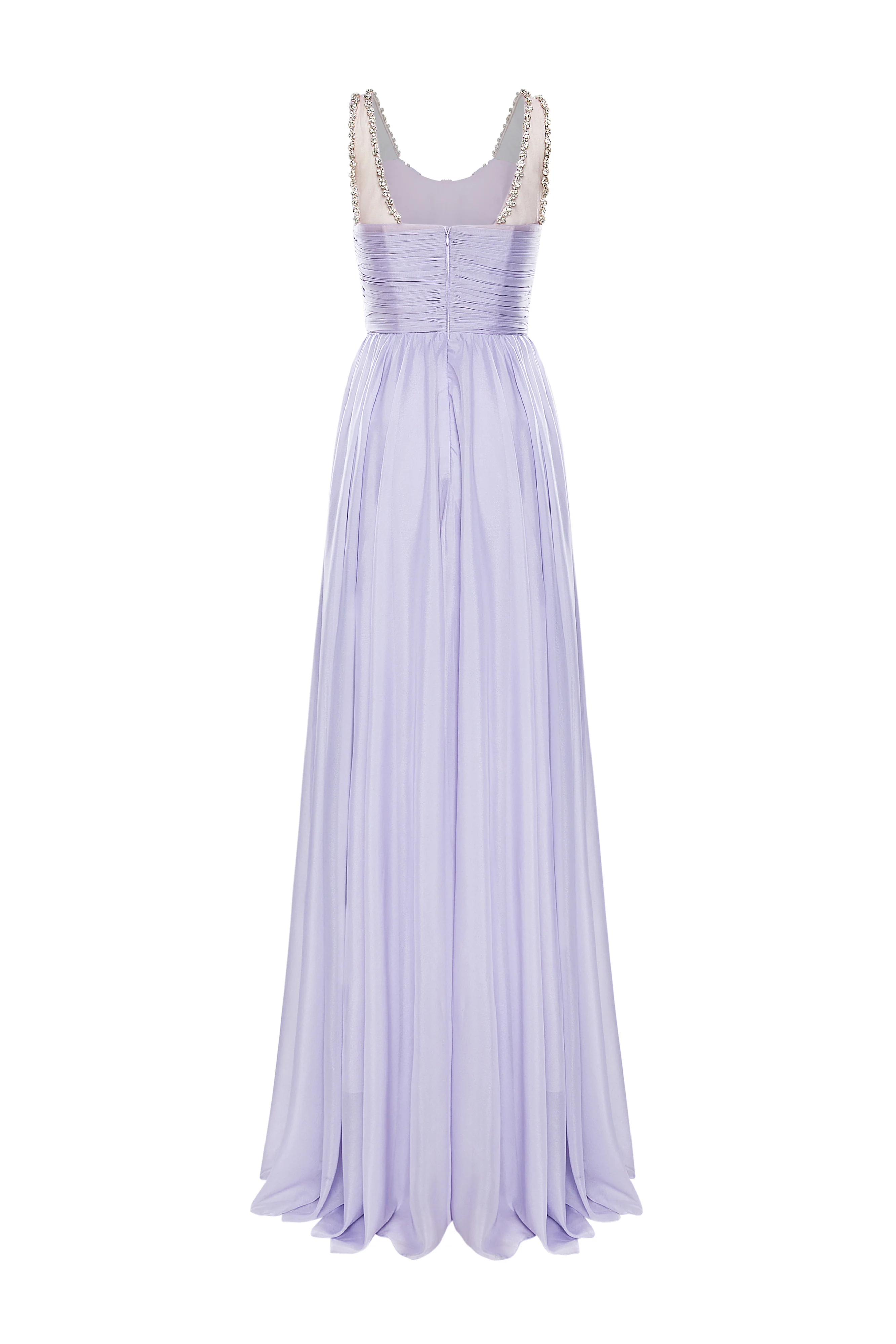 Violette A-line Scoop Neck Silk Blend Maxi Dress