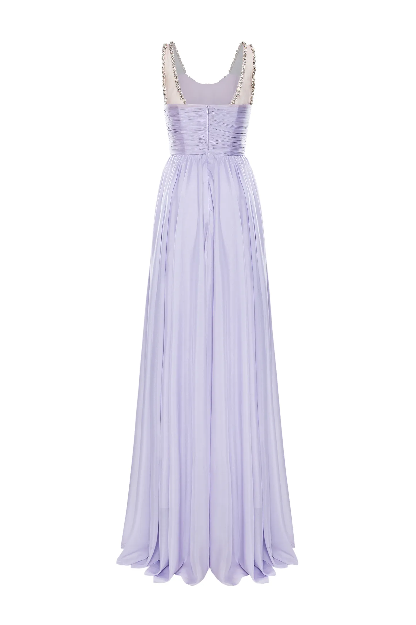 Violette A-line Scoop Neck Silk Blend Maxi Dress