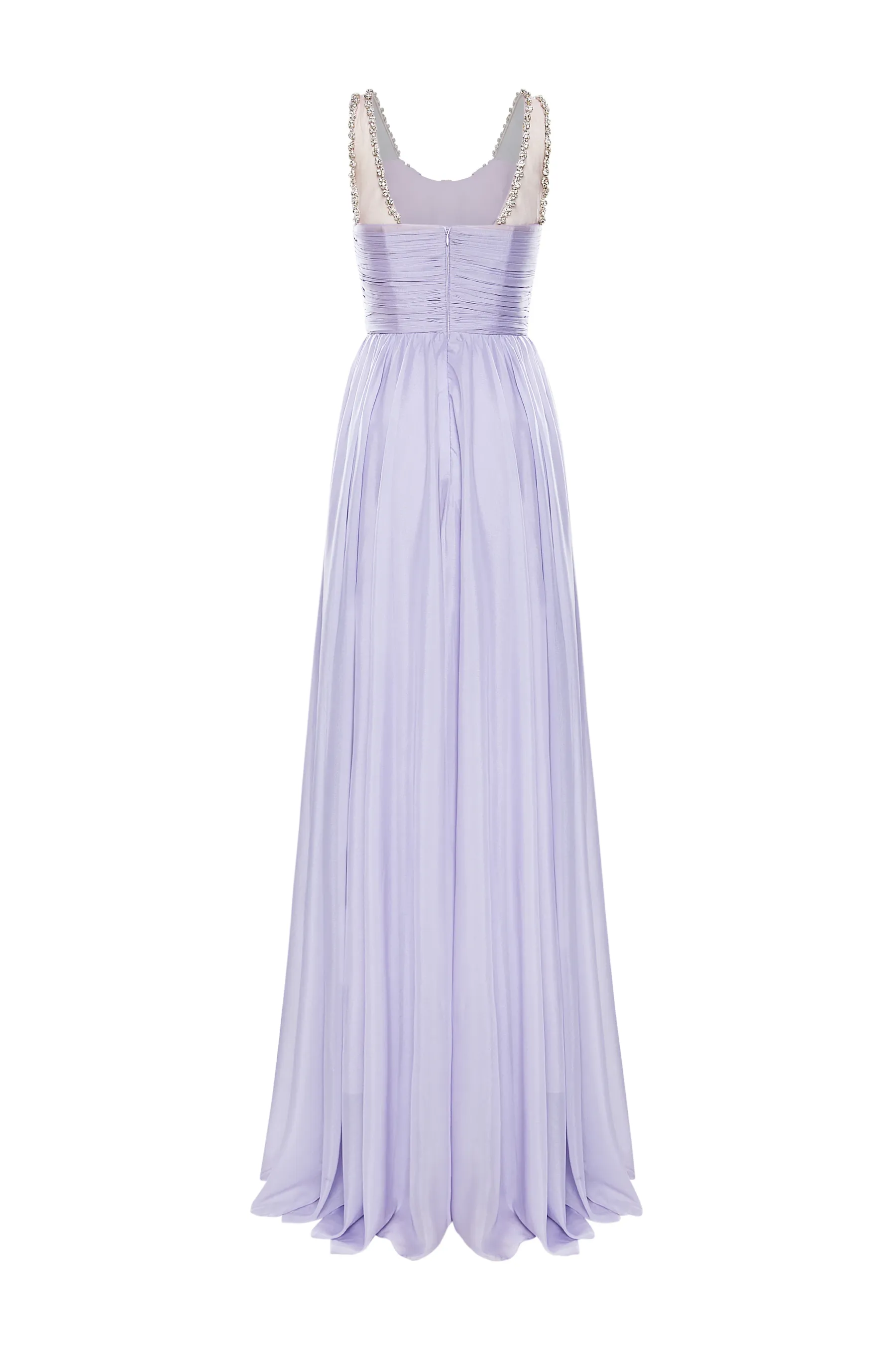 Violette A-line Scoop Neck Silk Blend Maxi Dress