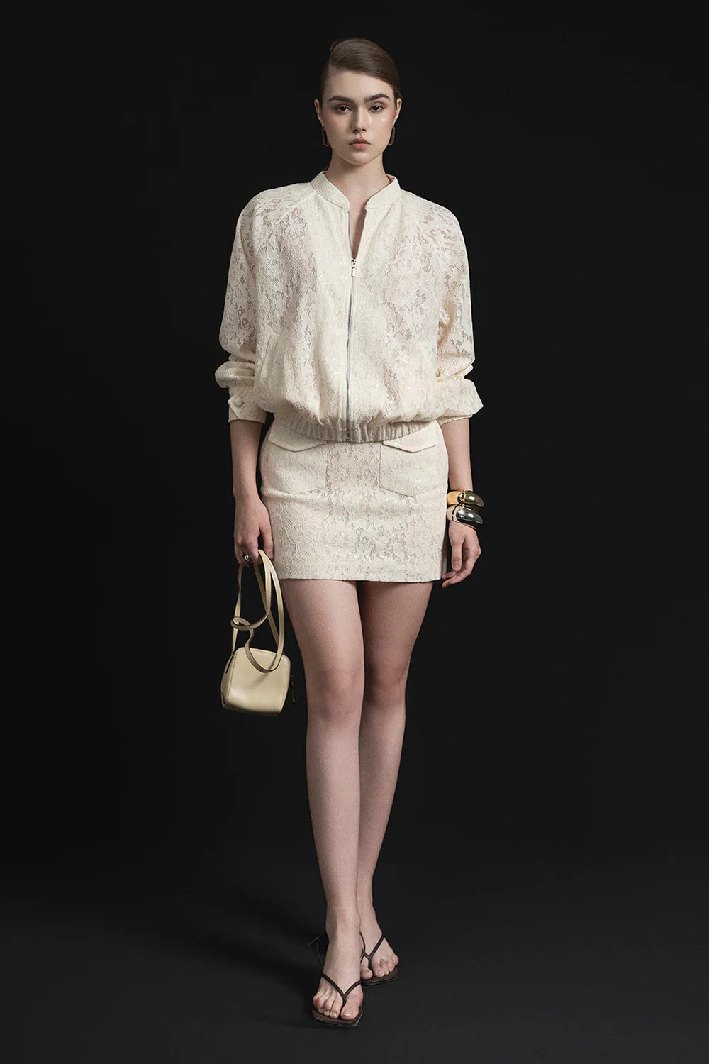 Eiry A-line Flap Pocket Lace Mini Skirt