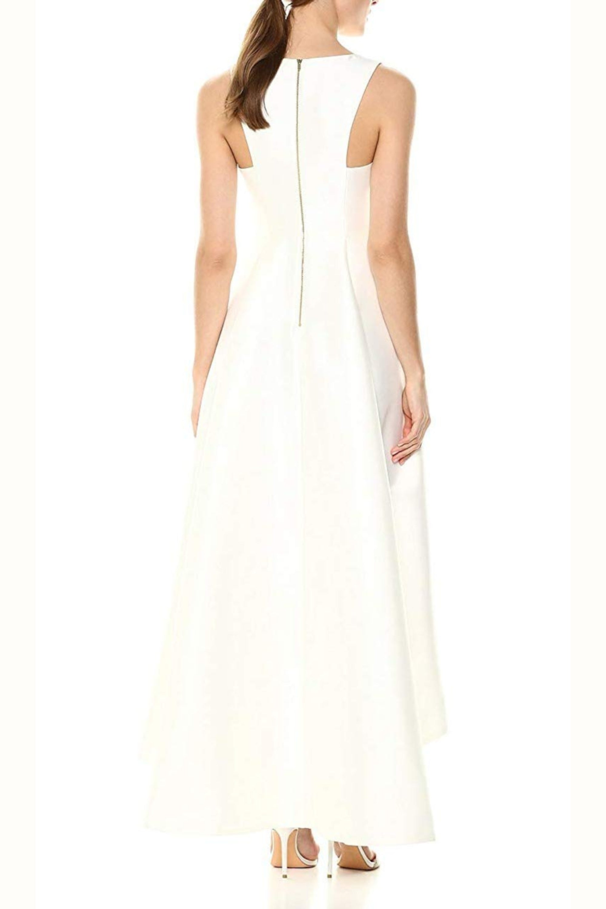 sleeveless v-neck midi dress in beige