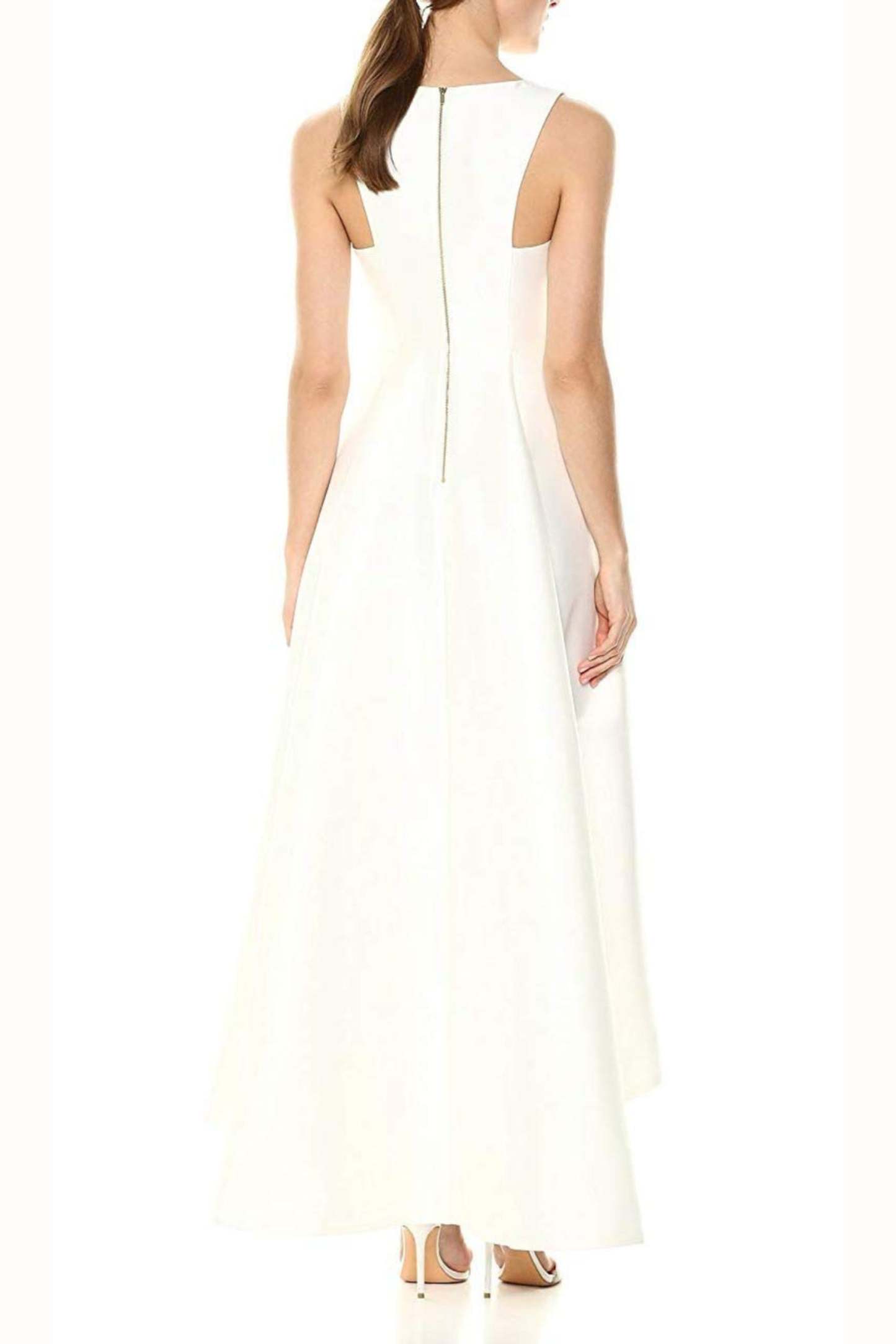 sleeveless v-neck midi dress in beige