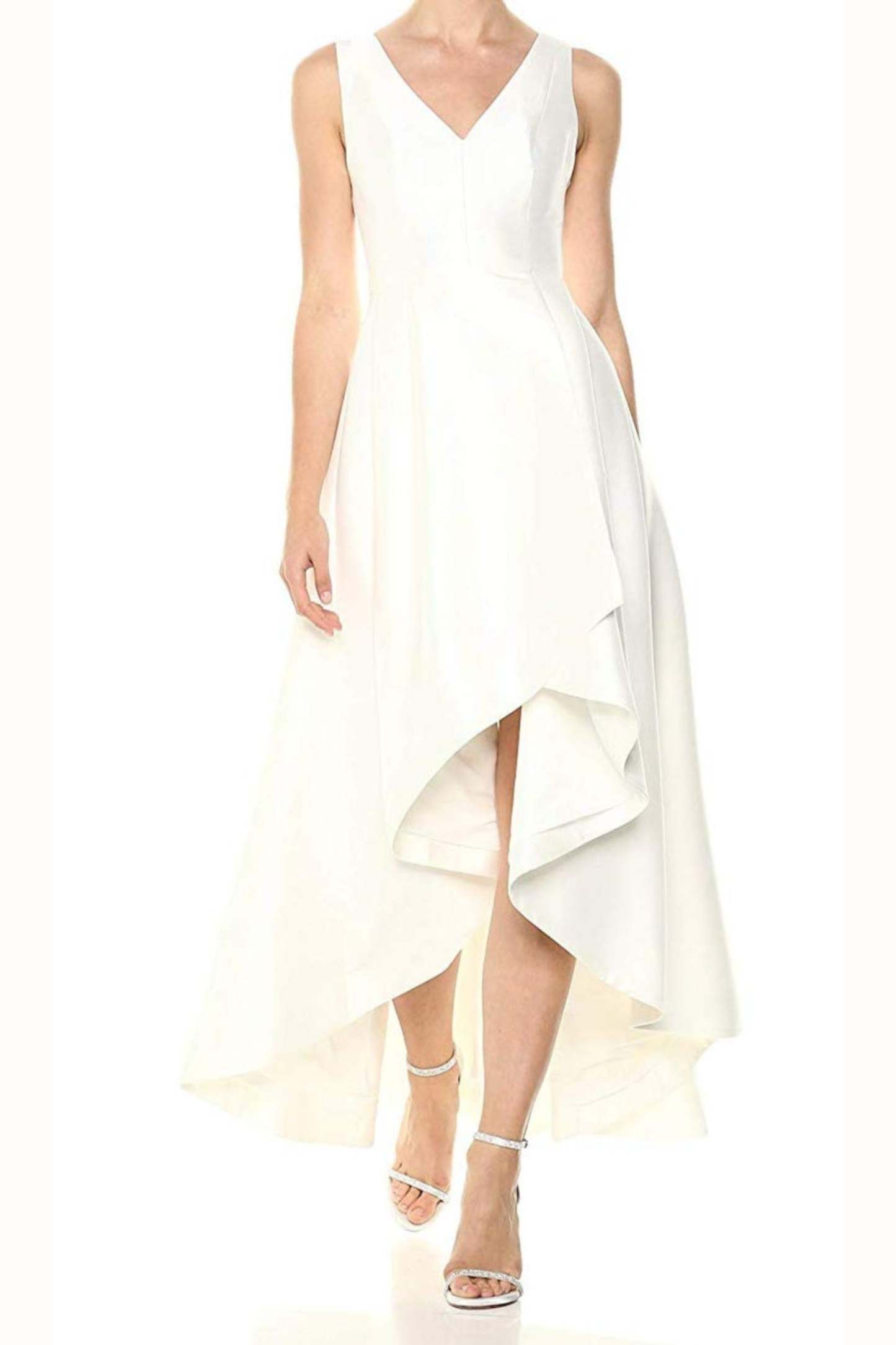 sleeveless v-neck midi dress in beige