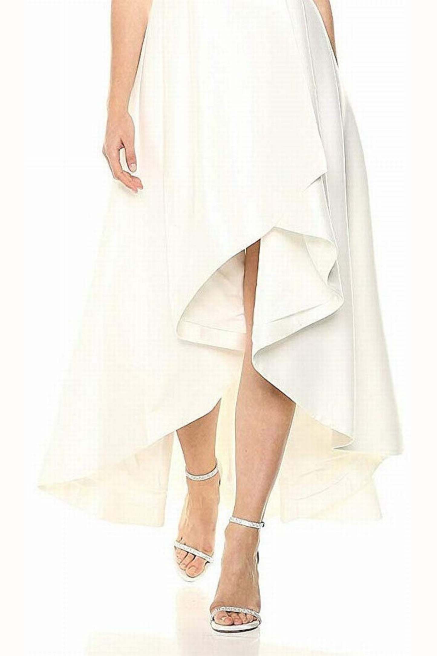 sleeveless v-neck midi dress in beige