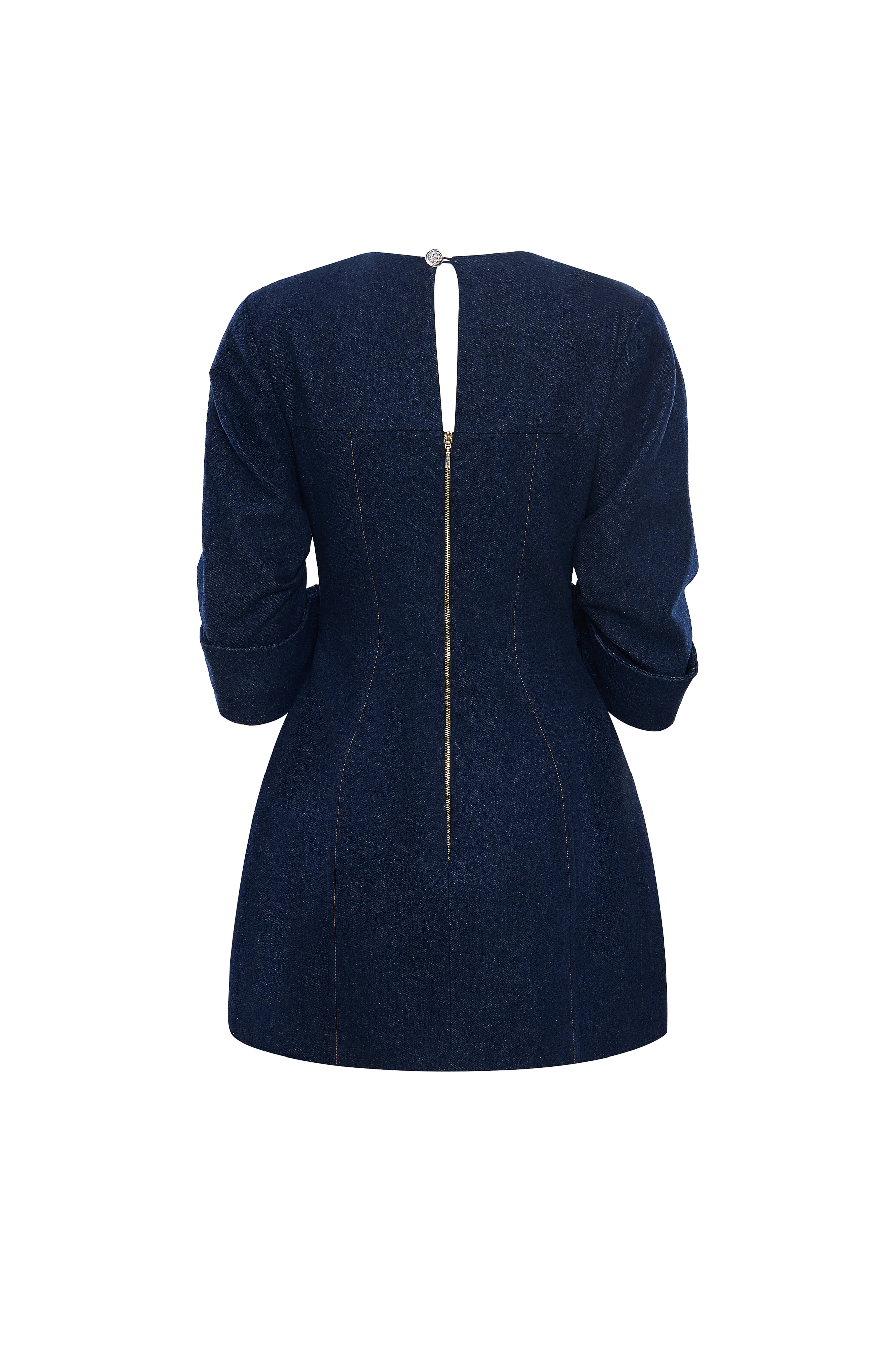 Evandra A-line Button Denim Mini Dress