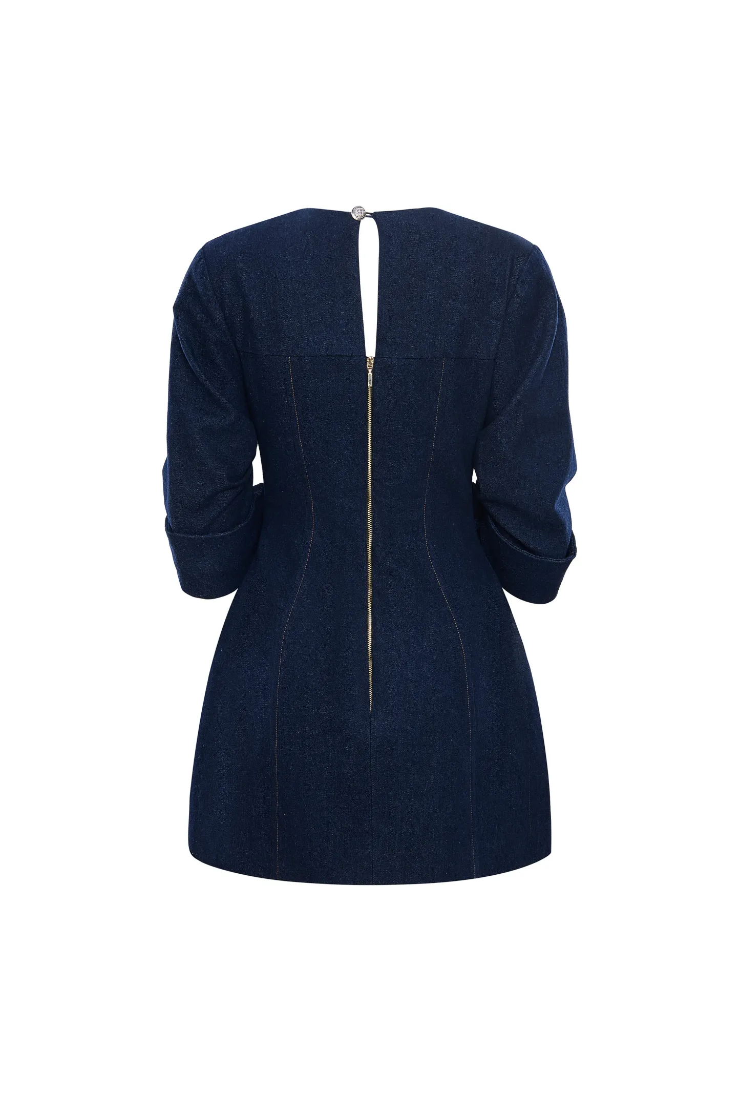 Evandra A-line Button Denim Mini Dress