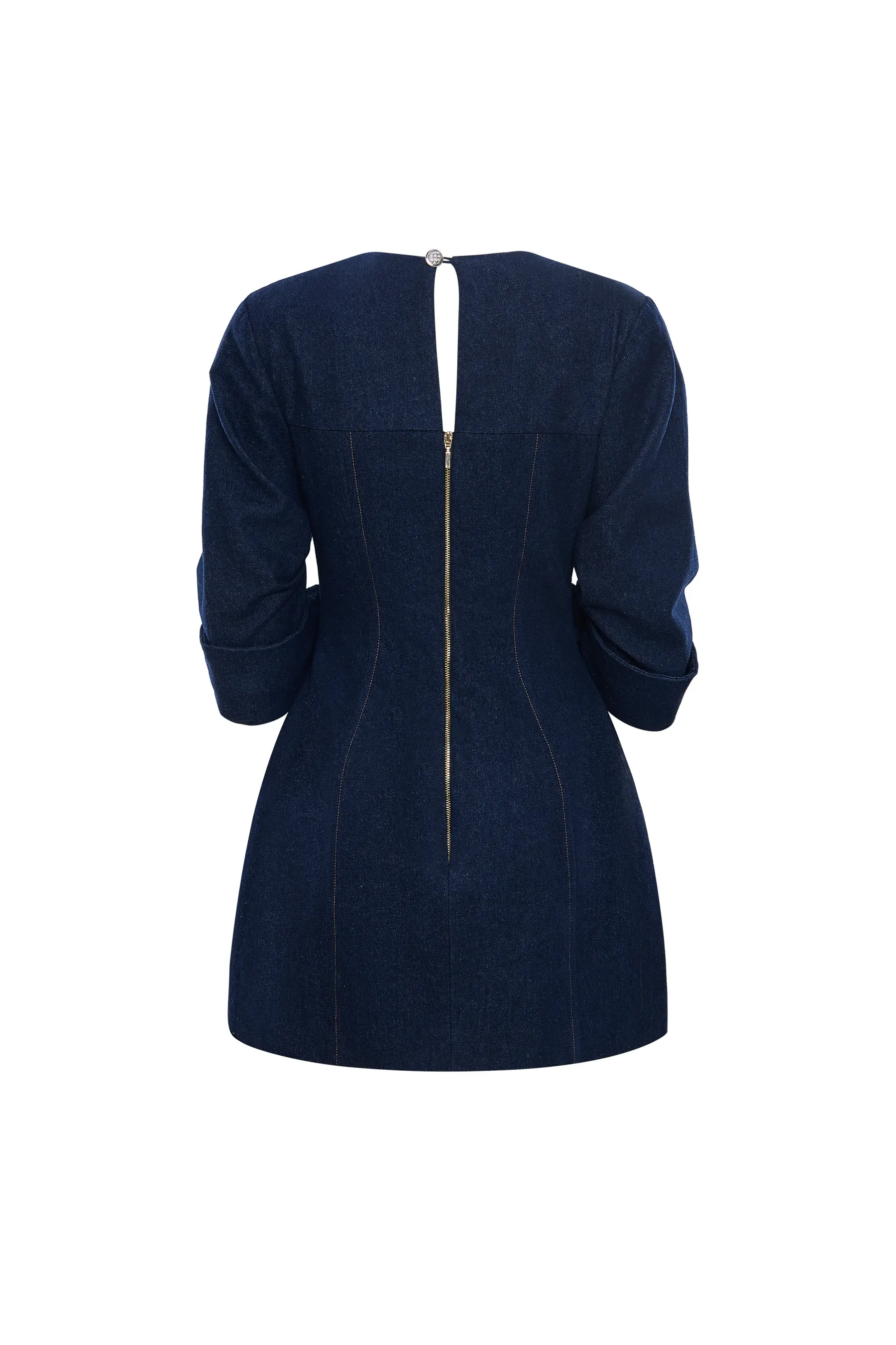 Evandra A-line Button Denim Mini Dress