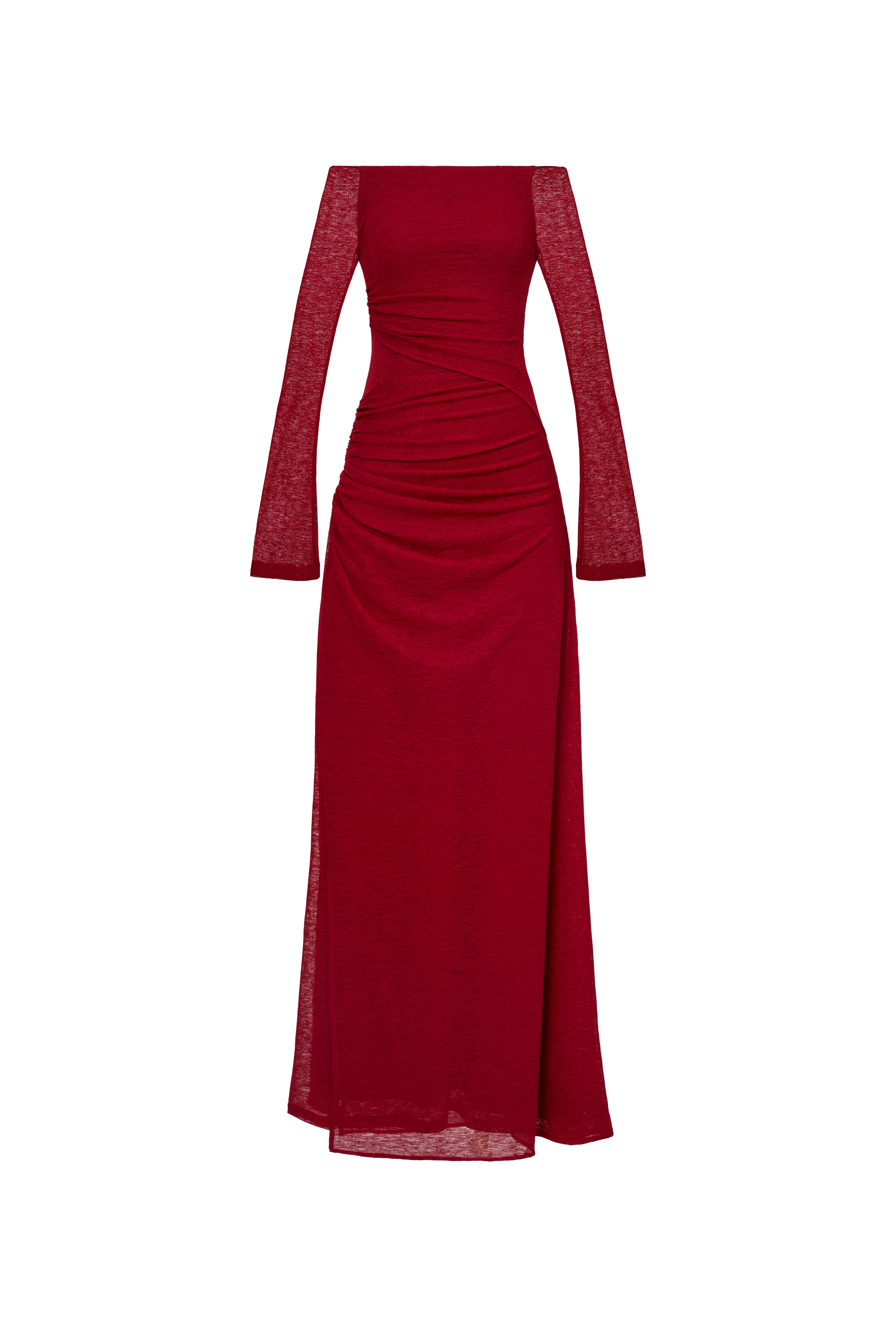 Blossom A-line Off-Shoulder Spandex Midi Dress