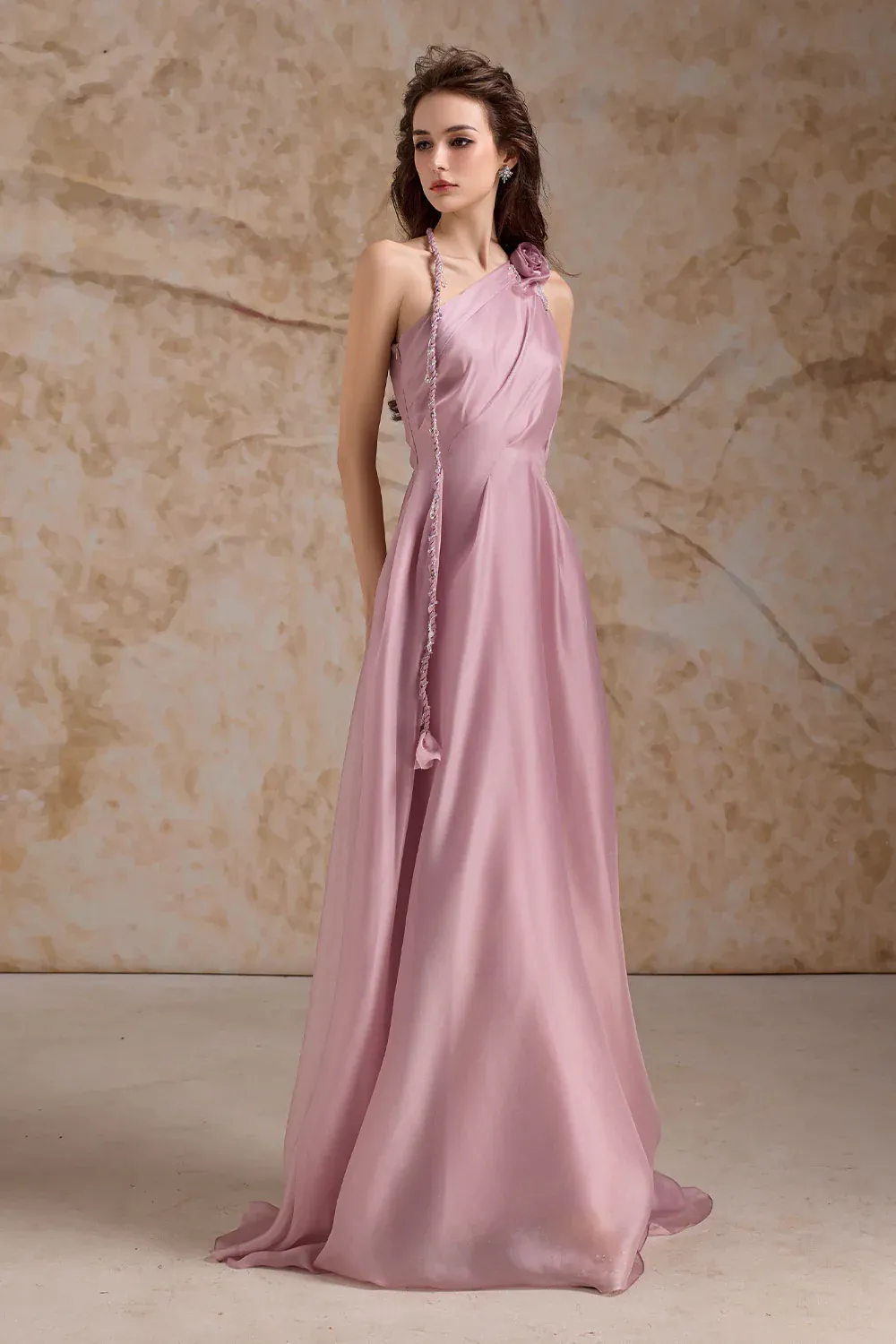 Amouria A-line Sleeveless Organza Floor Length Dress