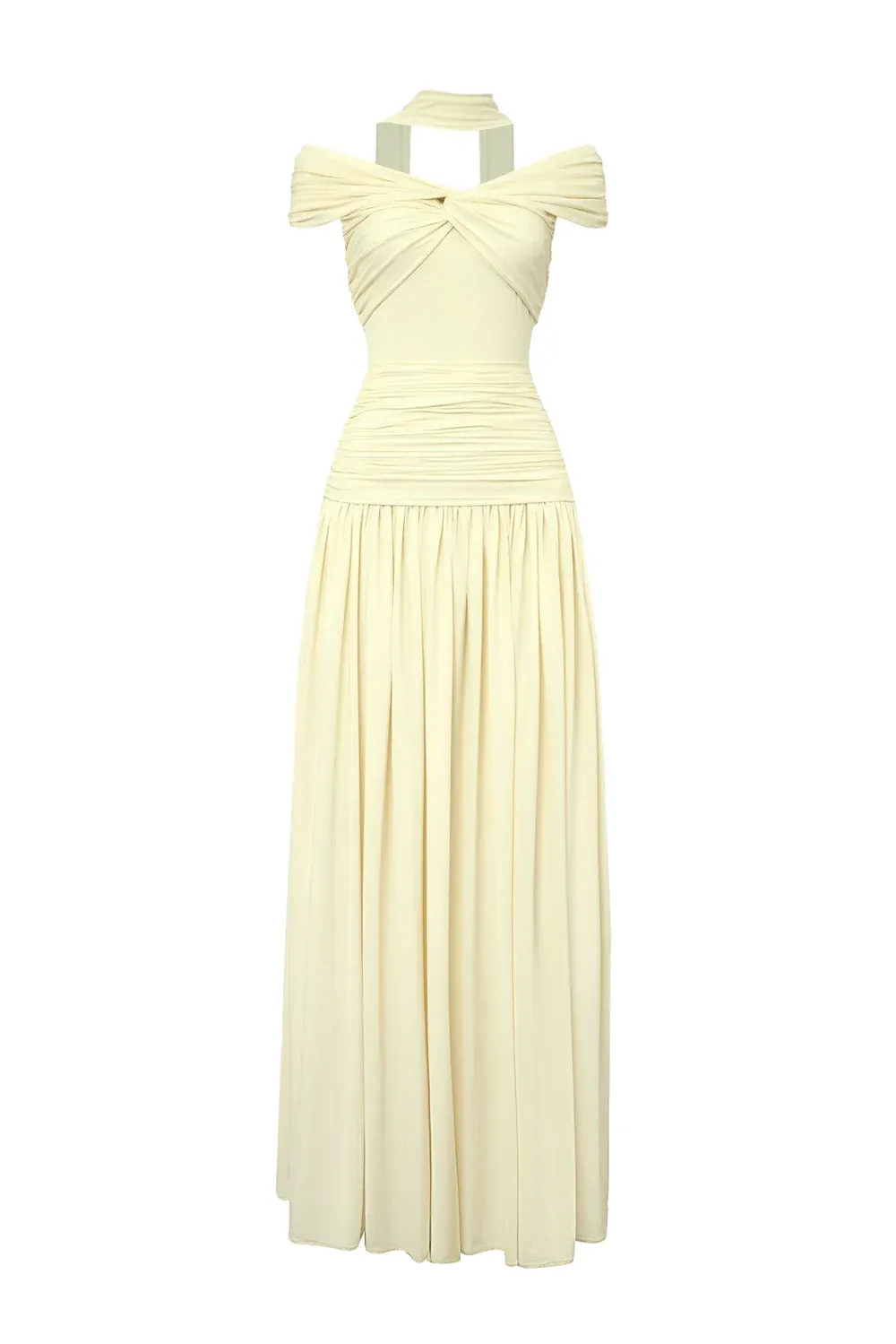 Aura A-line Off-Shoulder Spandex Blend Maxi Dress