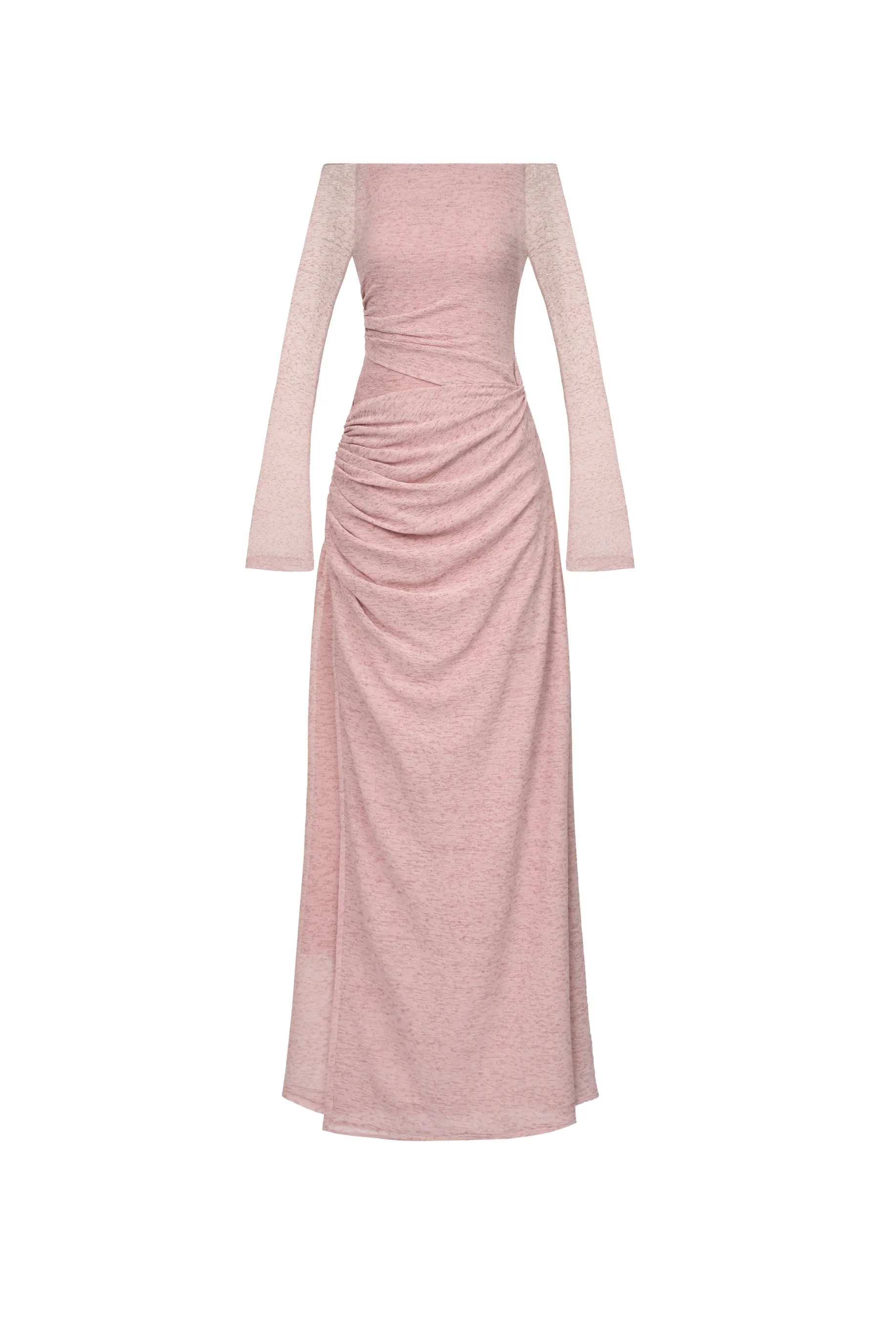 Blossom A-line Off-Shoulder Spandex Midi Dress