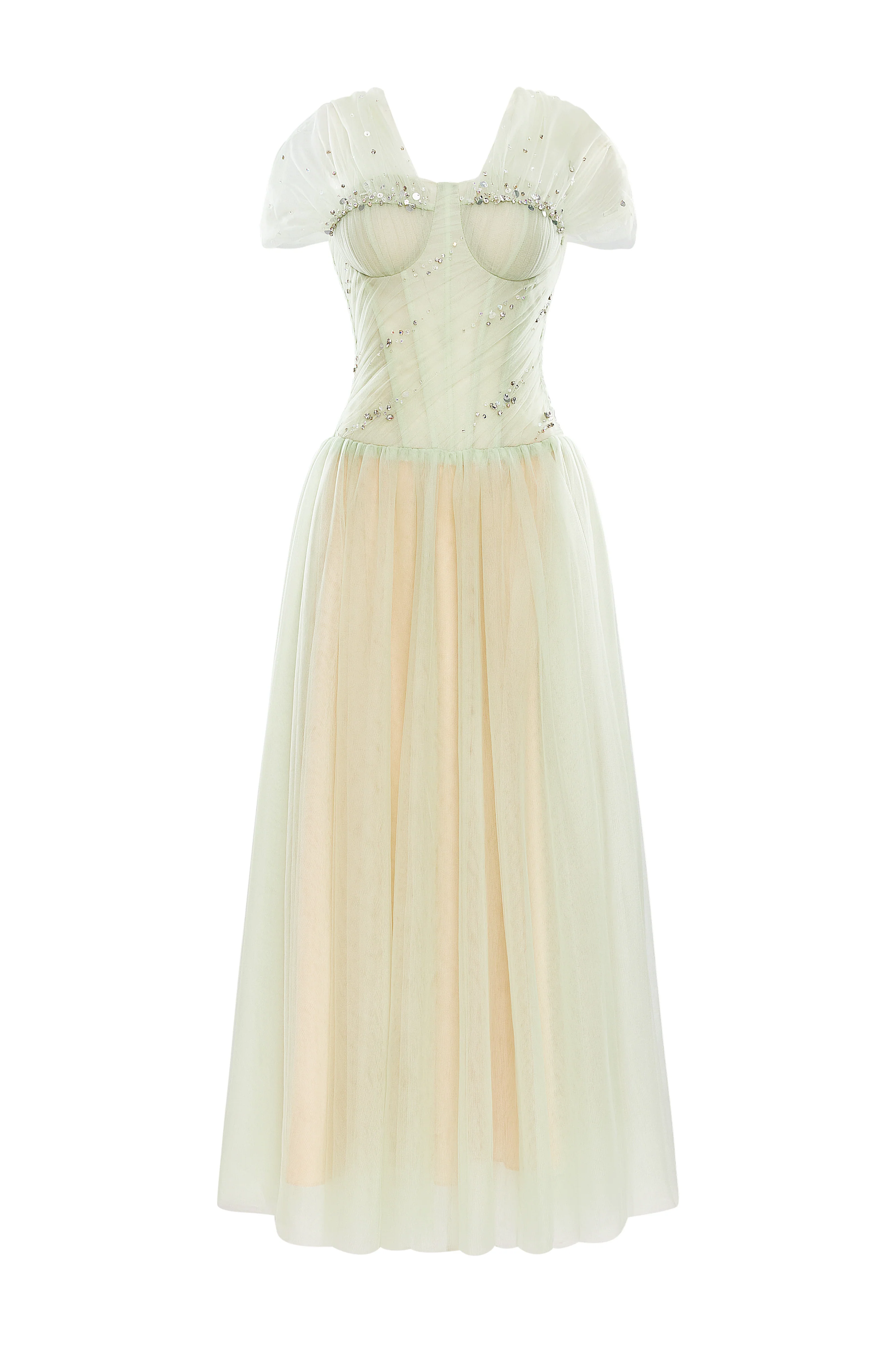 Mirelle A-line Stone Tulle Maxi Dress