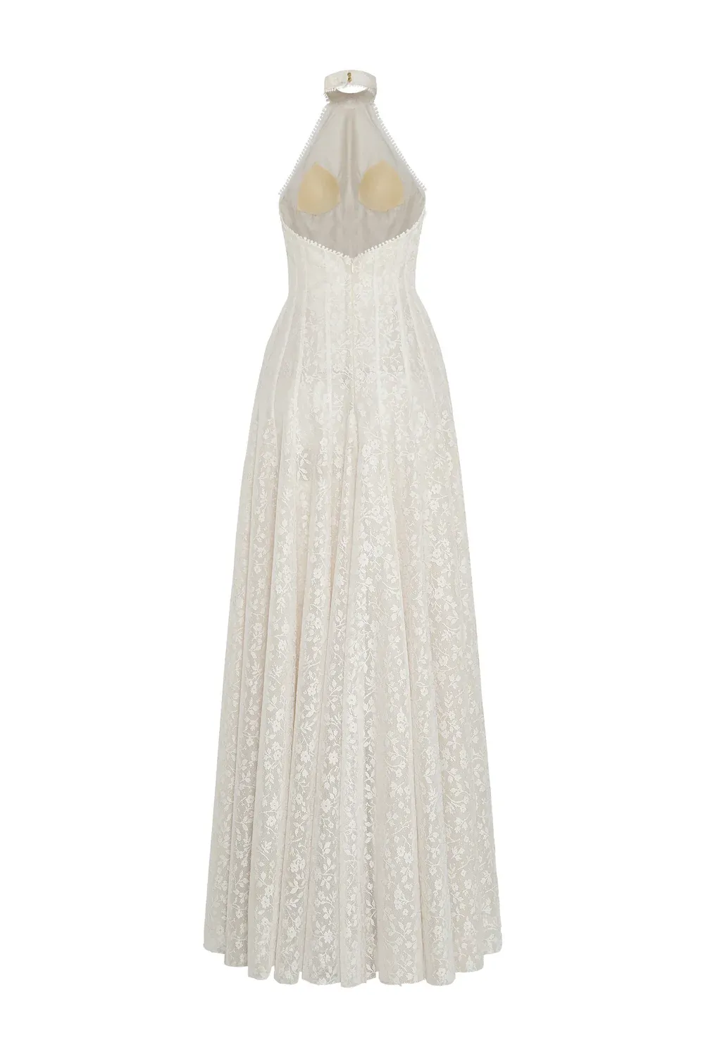 Aurelia A-line Halter Neck Lace Floor Length Dress