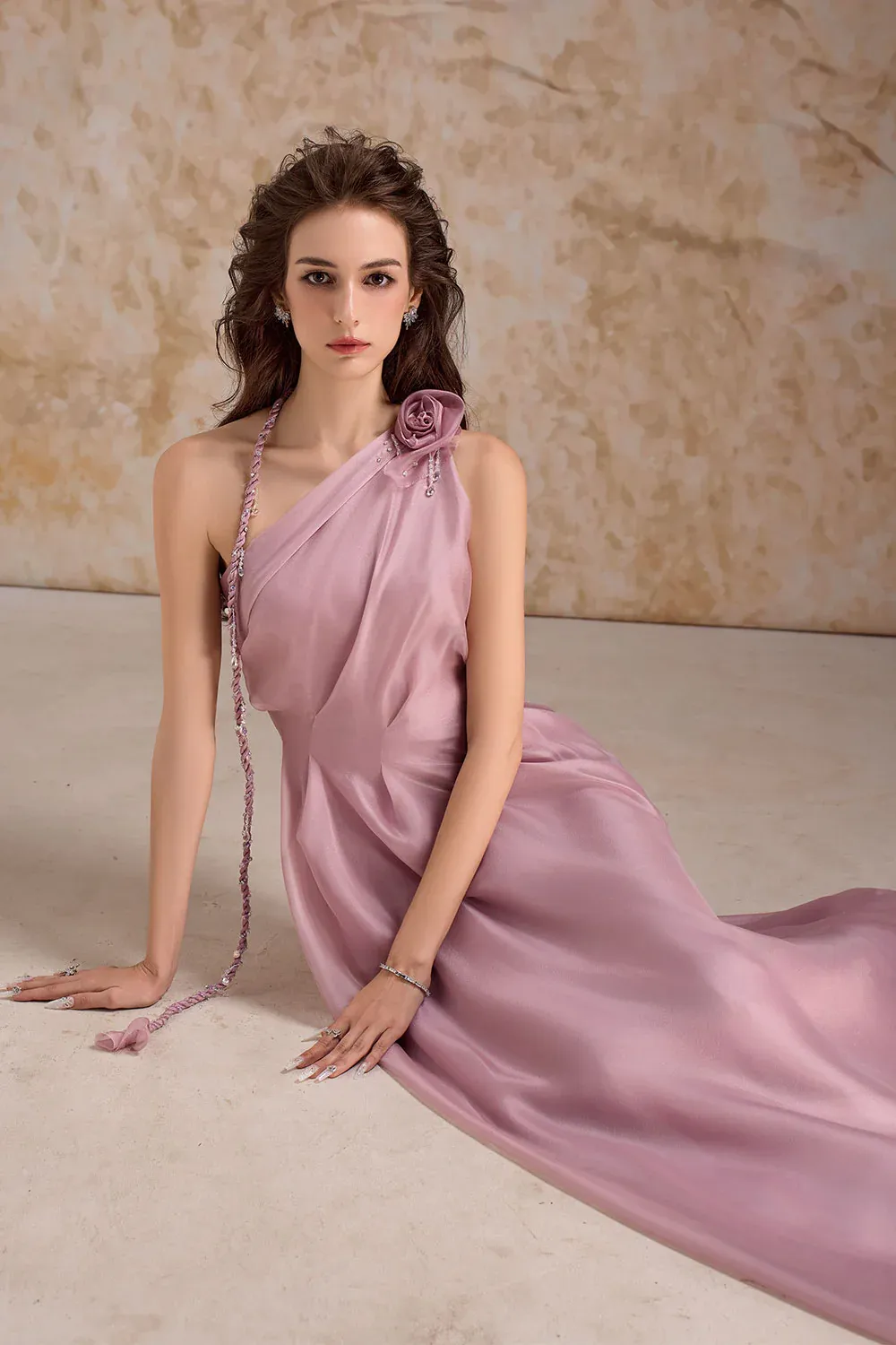 Amouria A-line Sleeveless Organza Floor Length Dress