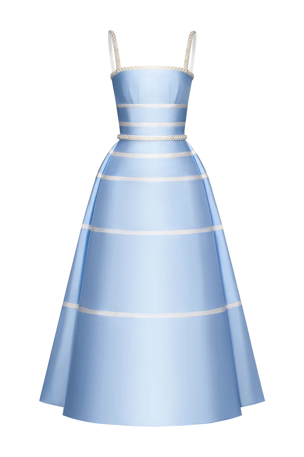 Ava A-line Bead Taffeta Midi Dress