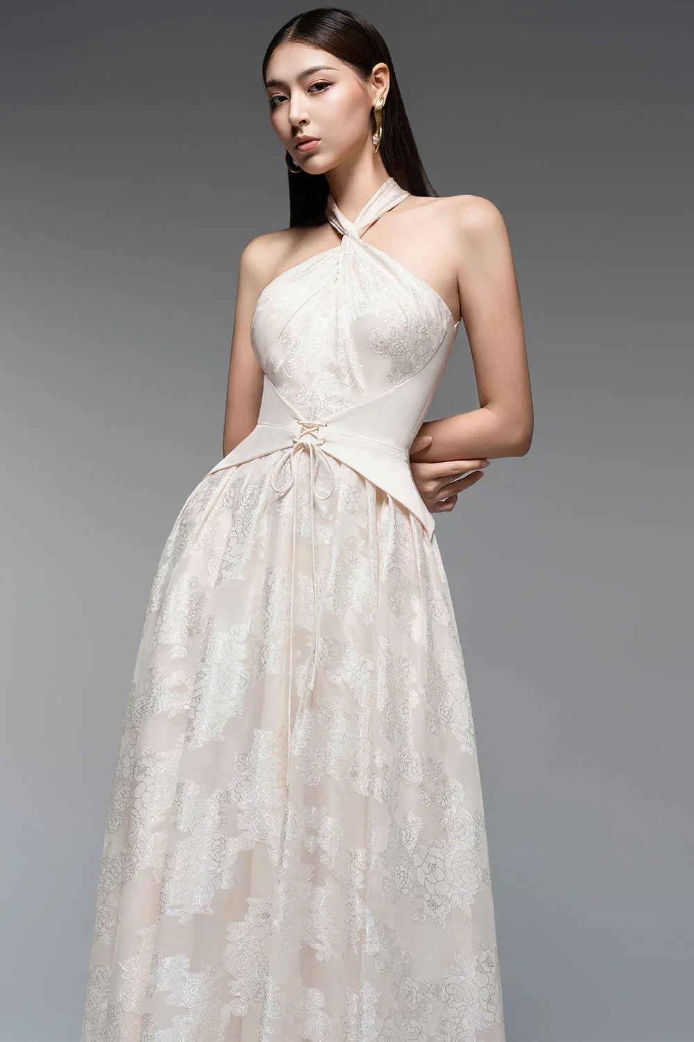 Cordelia A-line Twisted Organza Ankle Length Dress