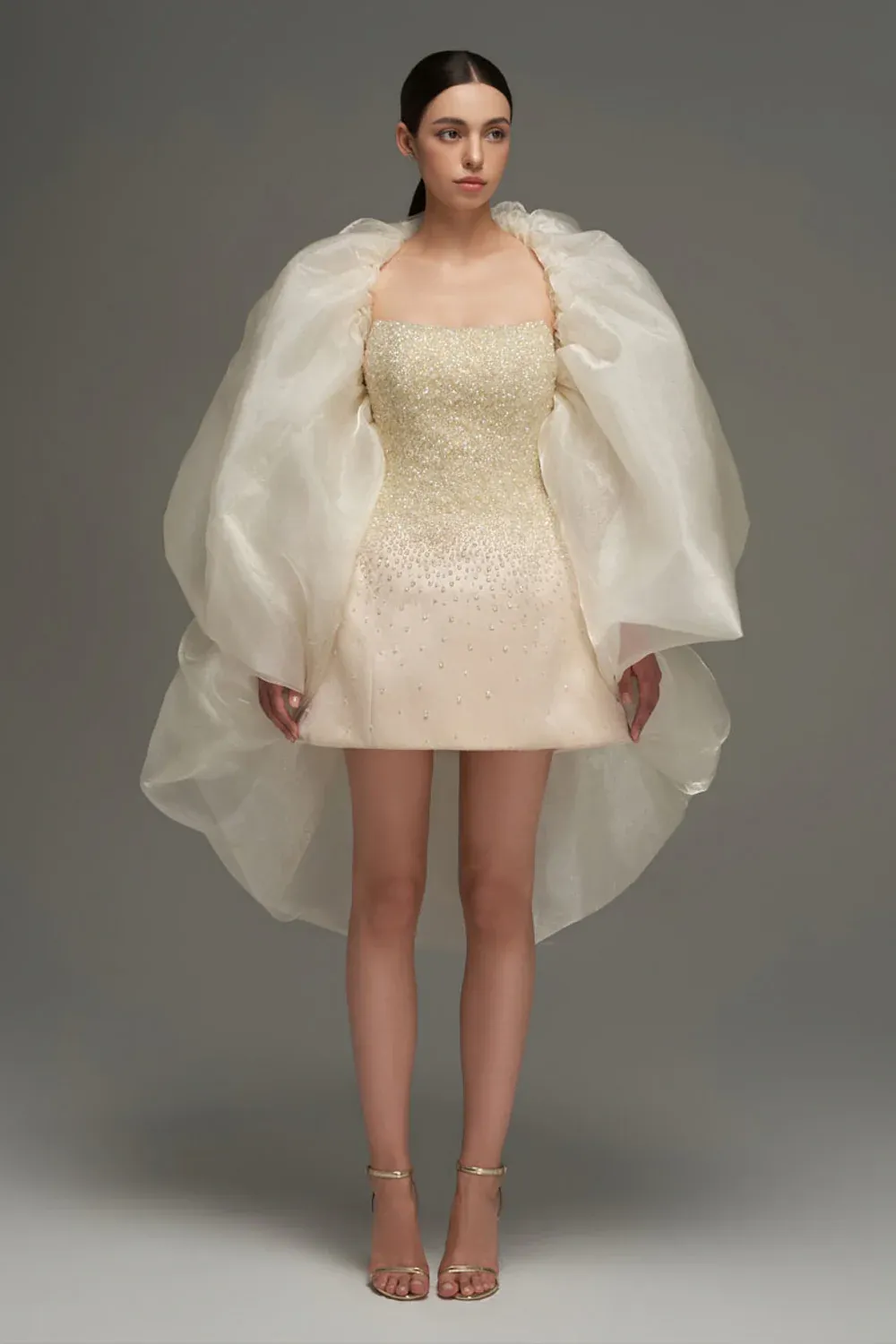 Cadence A-line Cape Sleeve Mini Dress