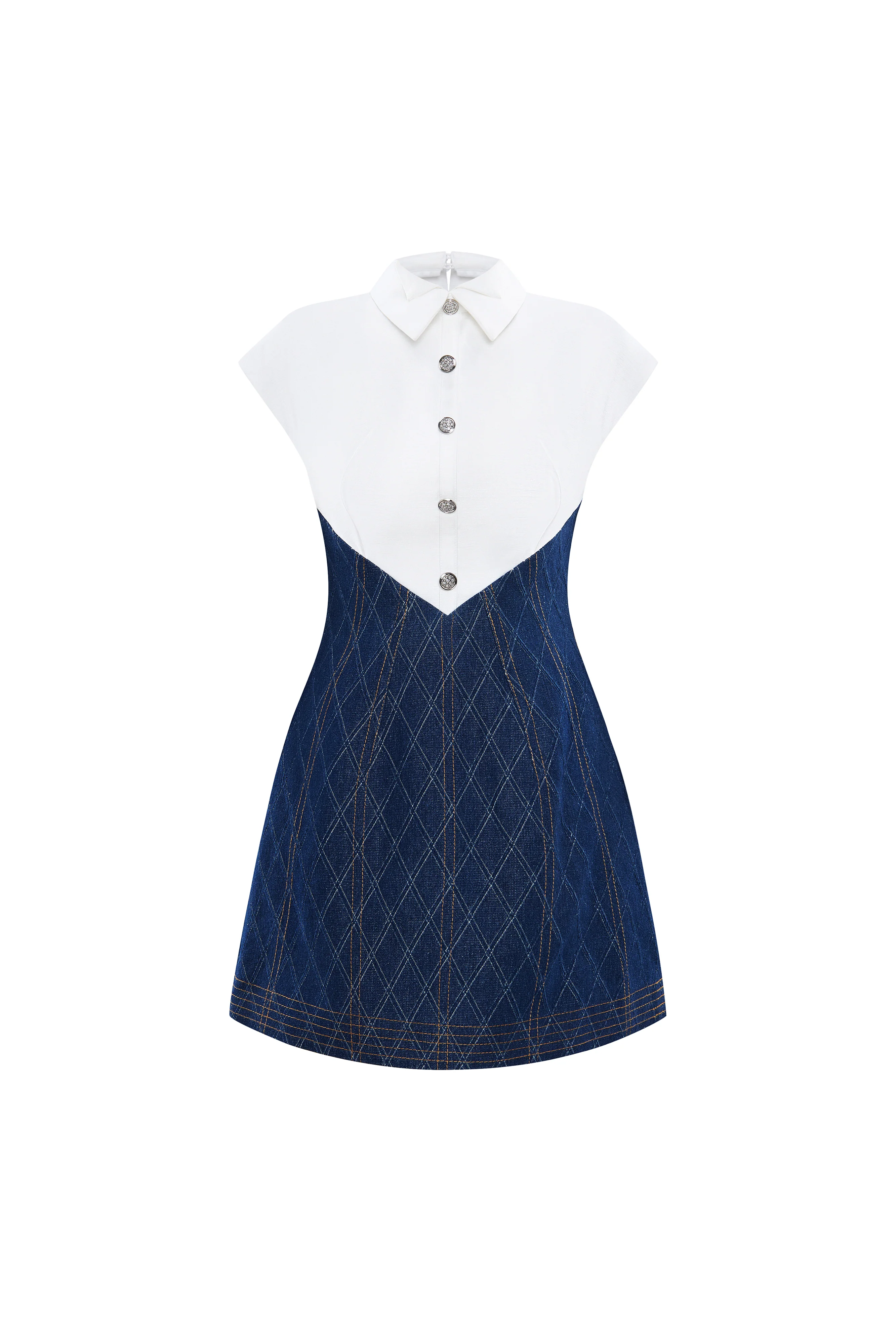 Clarisse A-line Collared Neck Denim Mini Dress