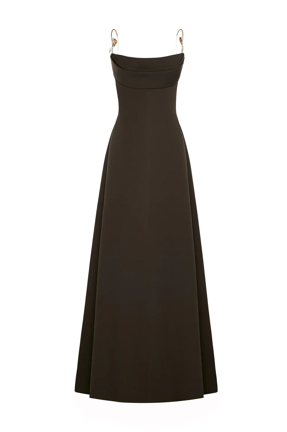 Lirien A-line Cowl Neck Crepe Floor Length Dress