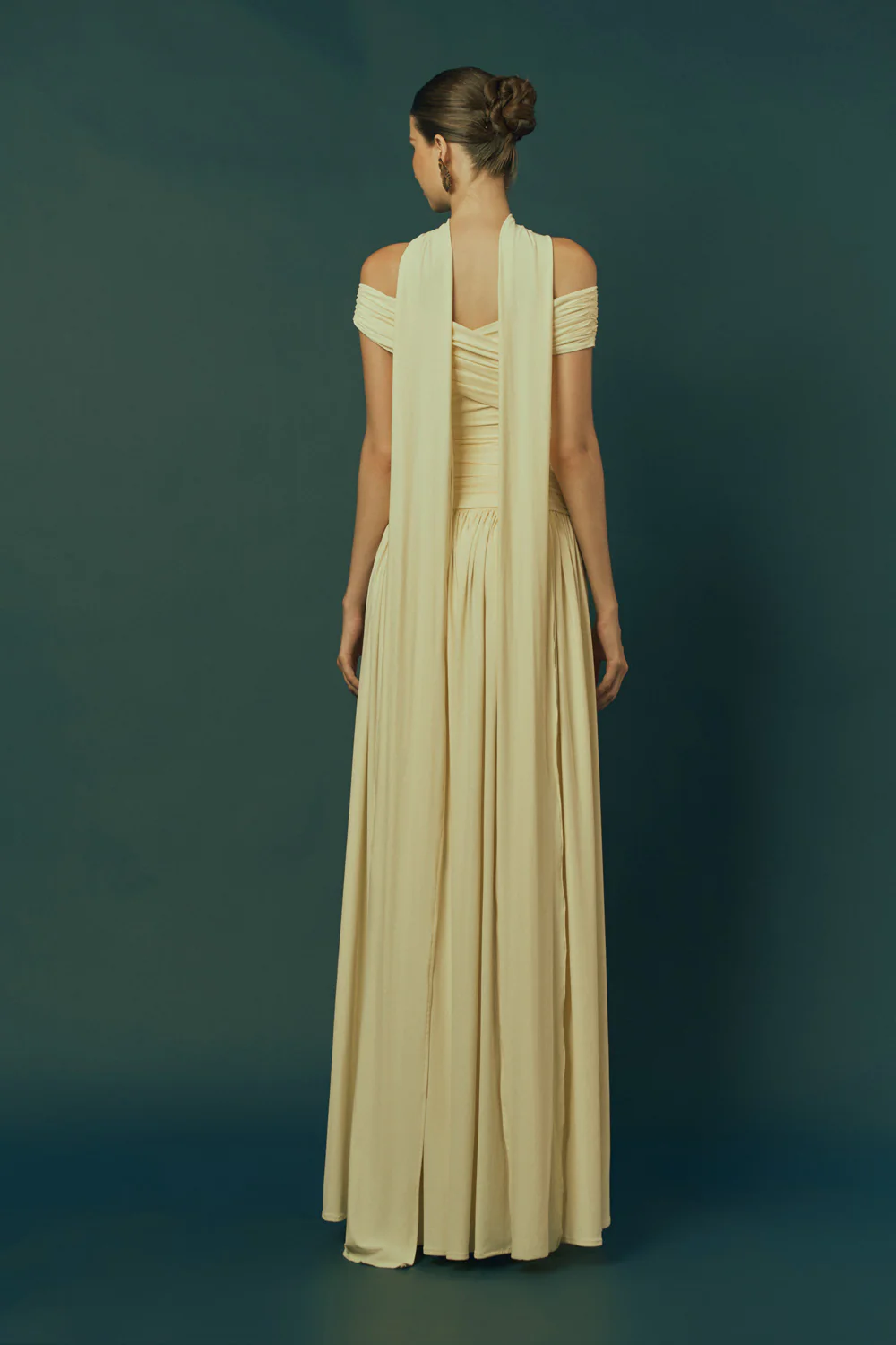 Aura A-line Off-Shoulder Spandex Blend Maxi Dress