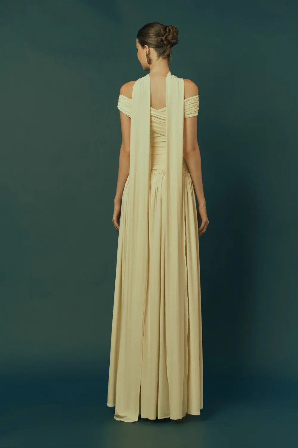 Aura A-line Off-Shoulder Spandex Blend Maxi Dress