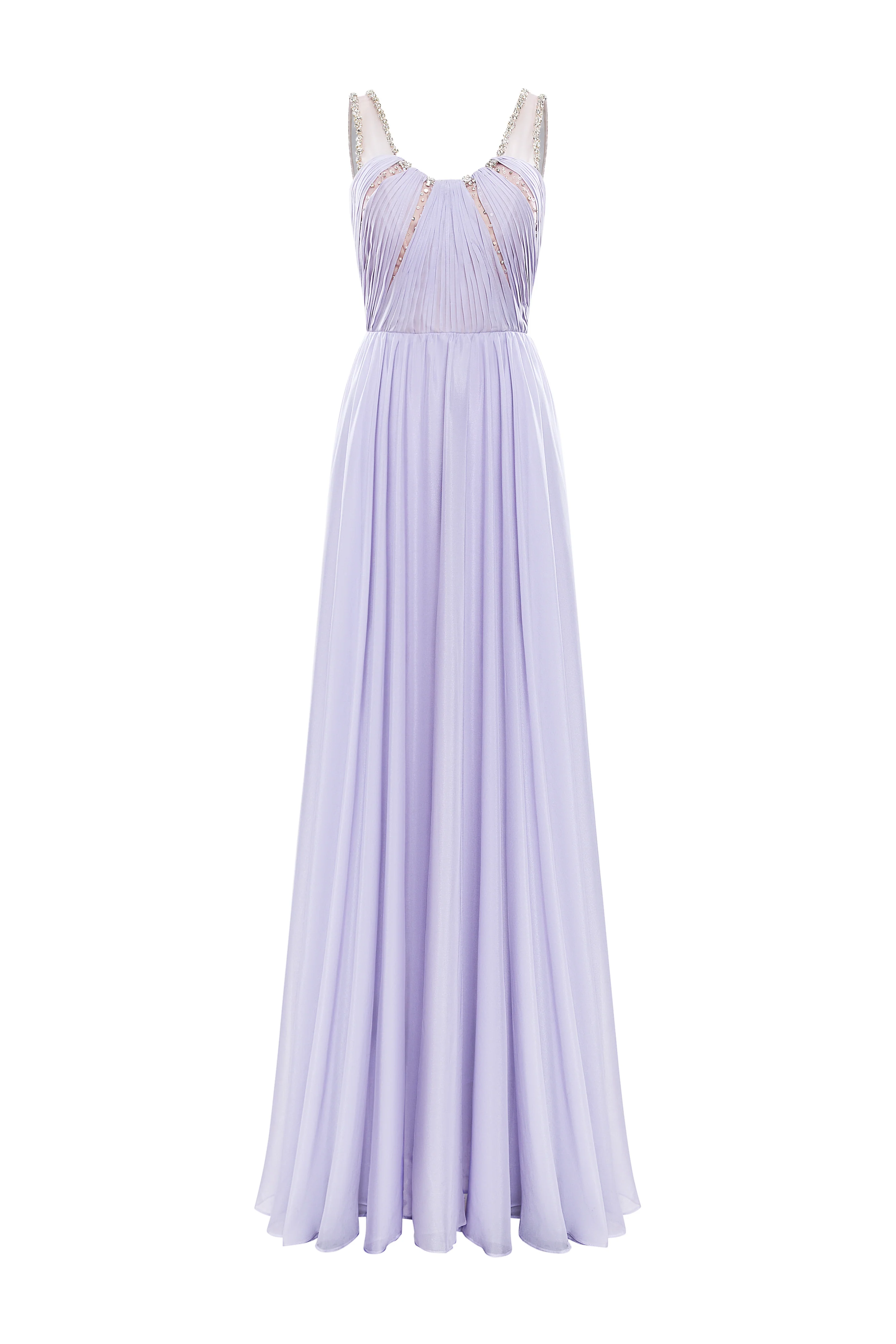 Violette A-line Scoop Neck Silk Blend Maxi Dress