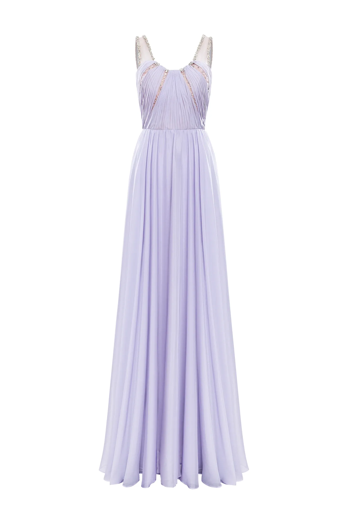 Violette A-line Scoop Neck Silk Blend Maxi Dress