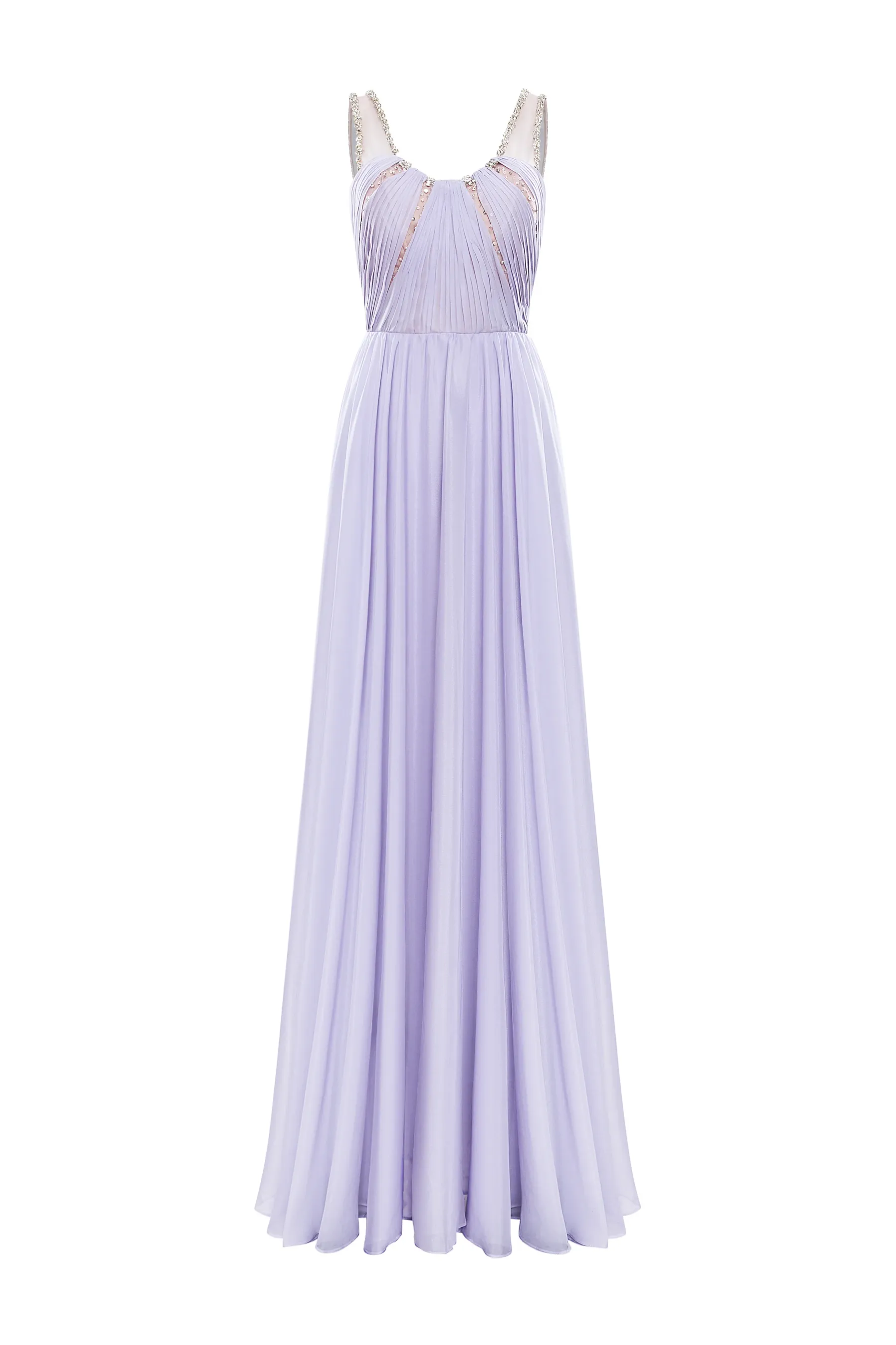 Violette A-line Scoop Neck Silk Blend Maxi Dress