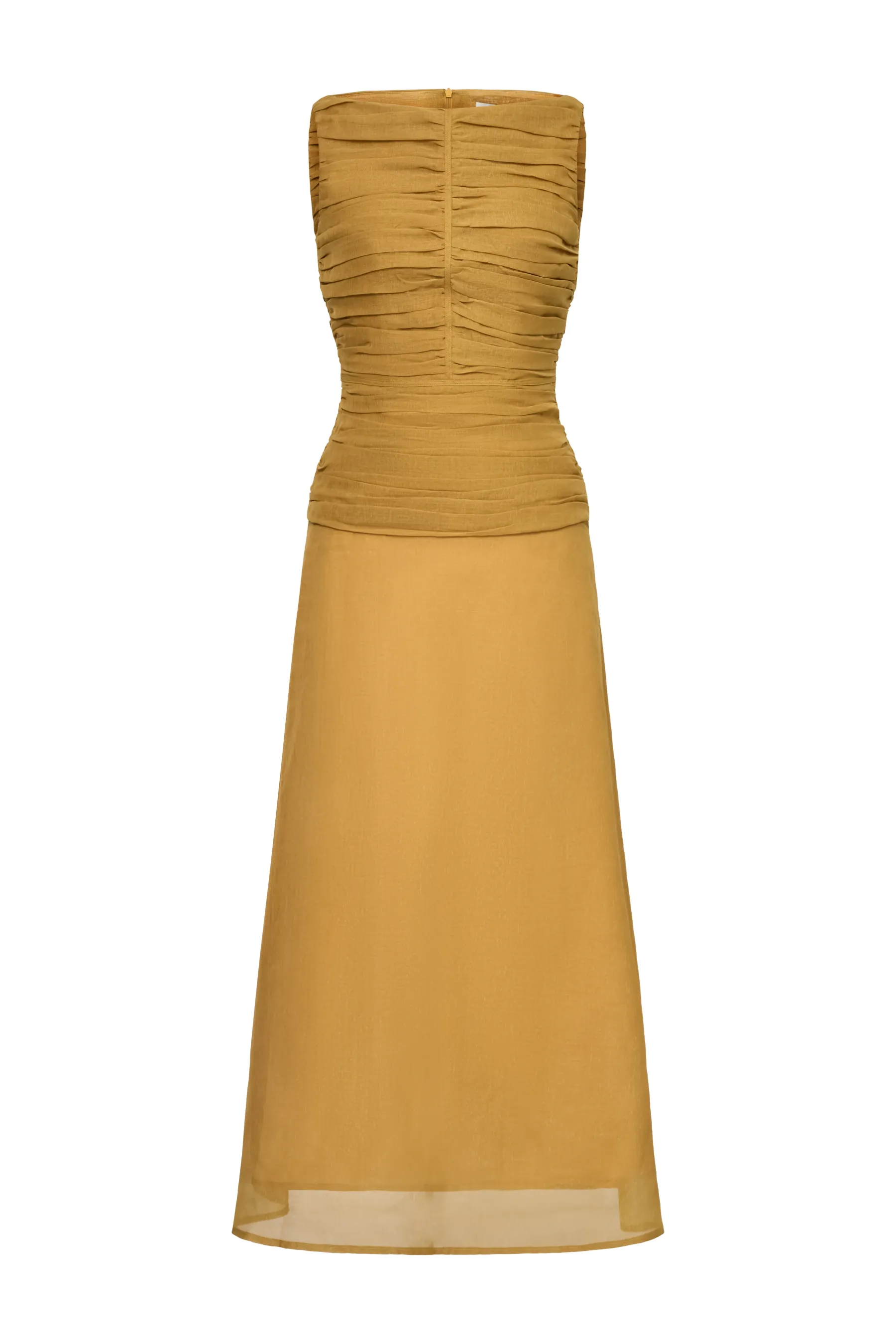 Cora A-line Cape Shoulder Floss Silk Maxi Dress