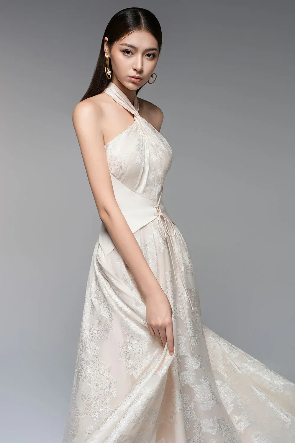 Cordelia A-line Twisted Organza Ankle Length Dress