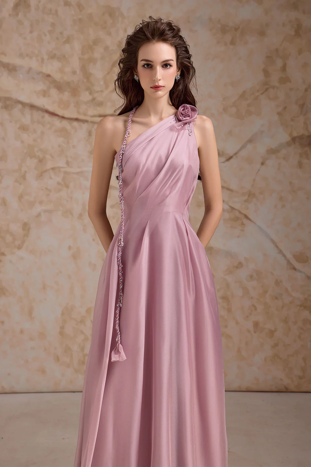 Amouria A-line Sleeveless Organza Floor Length Dress