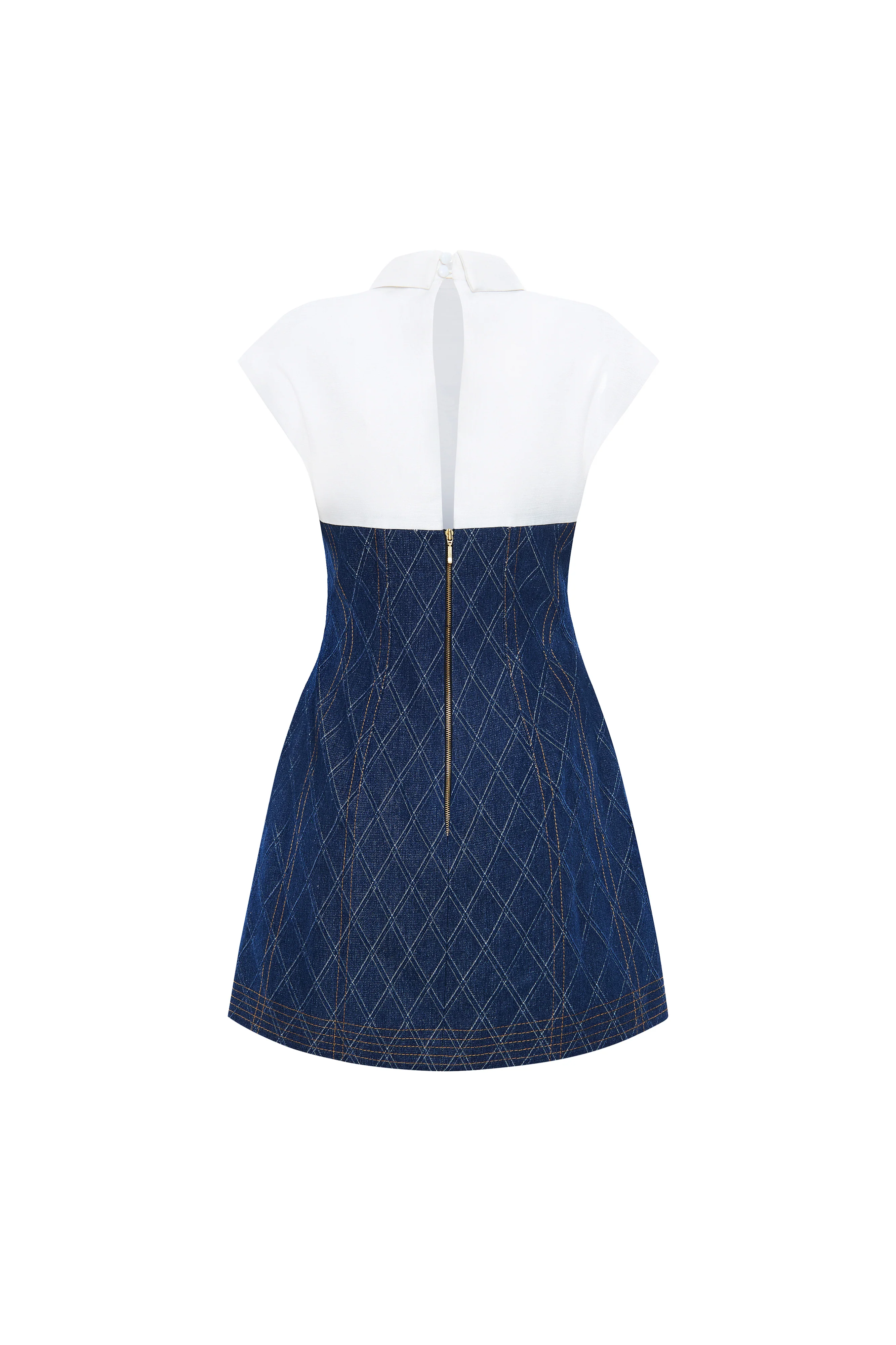 Clarisse A-line Collared Neck Denim Mini Dress