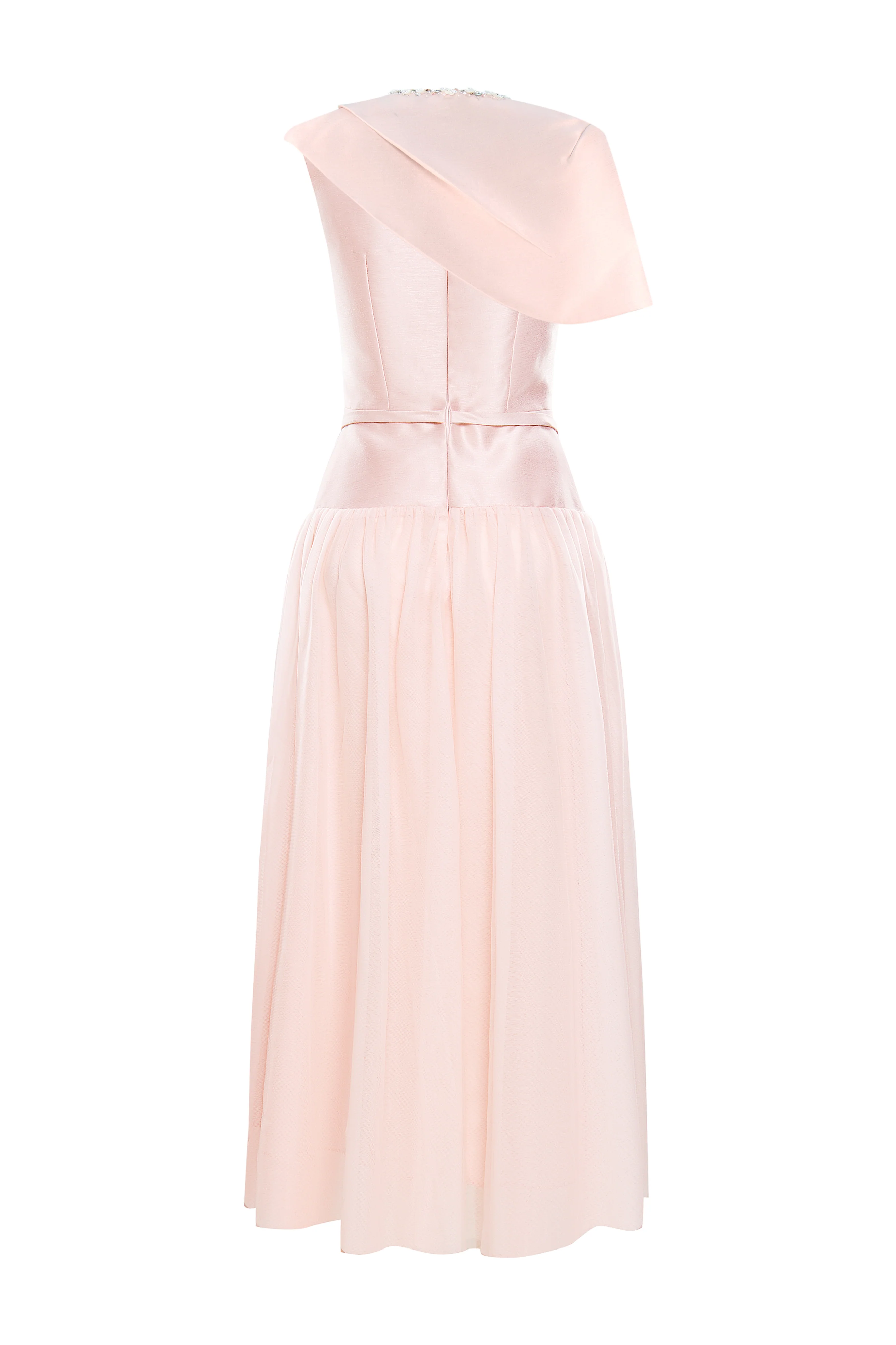 Amorette A-line Round Neck Taffeta Maxi Dress