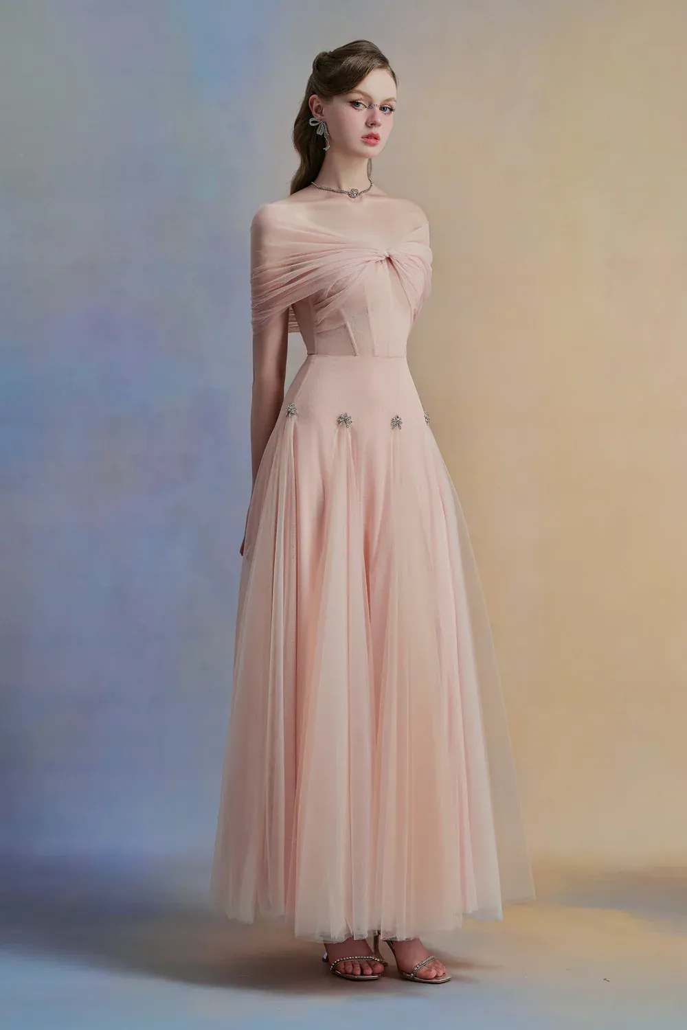 Iriséa A-line Corset Waist Tulle Ankle Length Dress