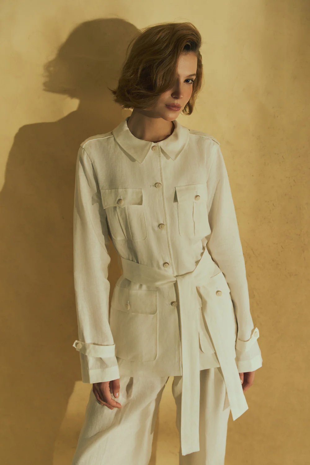 Desert Straight Peter Pan Collar Linen Shirt