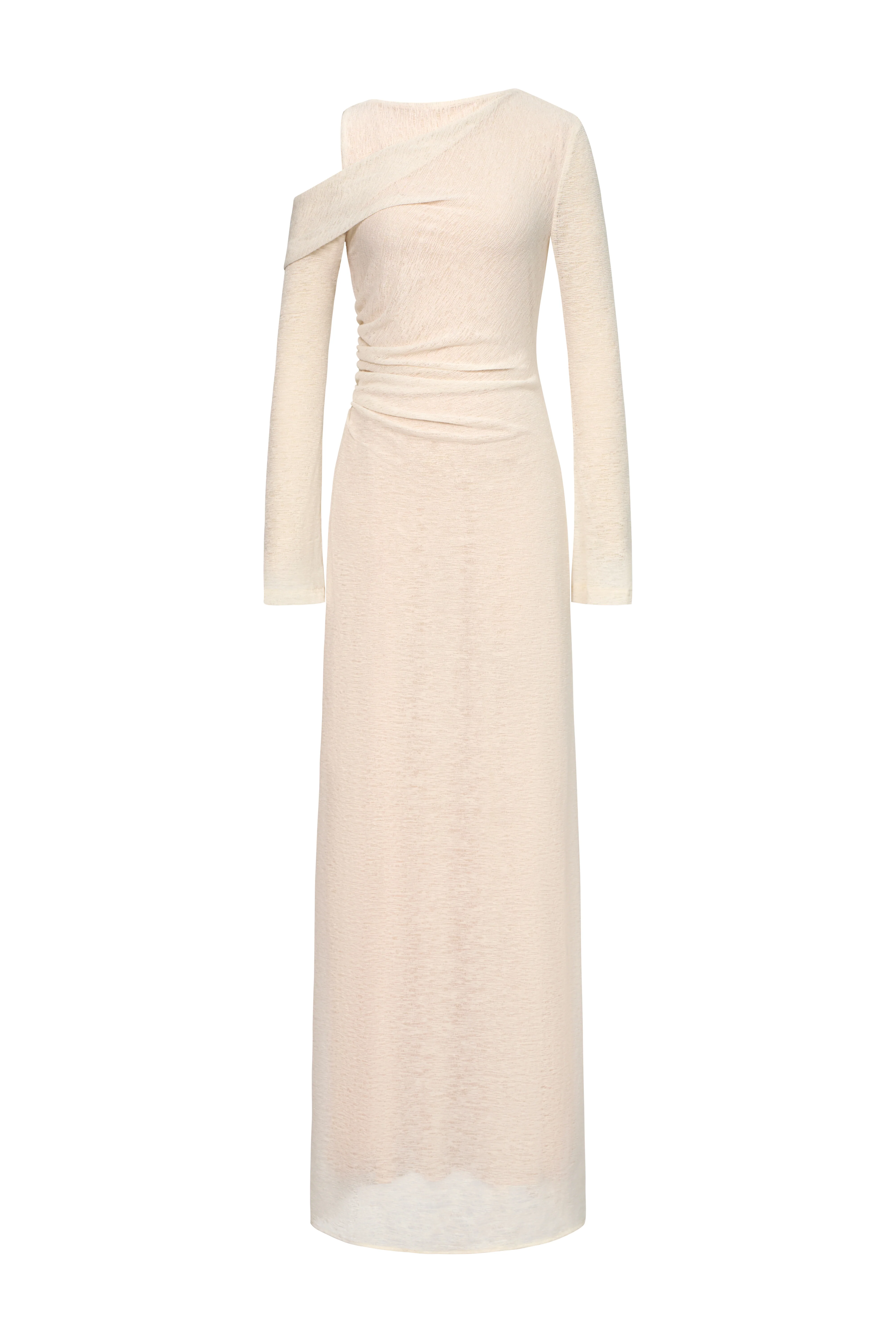 Anya A-line Asymmetric Sleeved Spandex Floor Length Dress