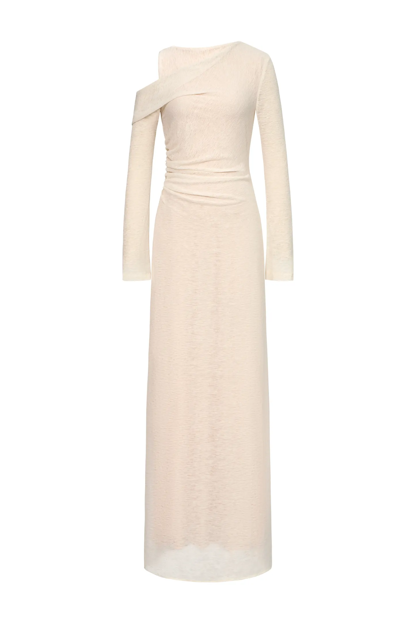 Anya A-line Asymmetric Sleeved Spandex Floor Length Dress