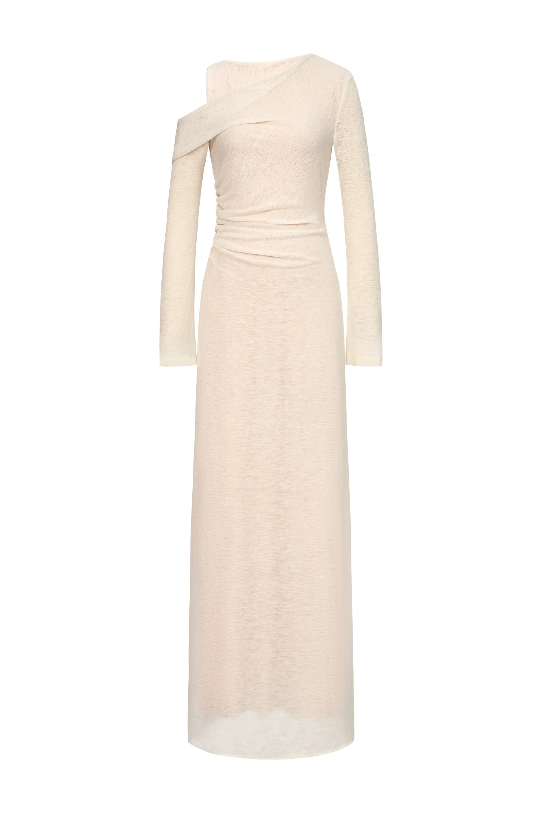 Anya A-line Asymmetric Sleeved Spandex Floor Length Dress