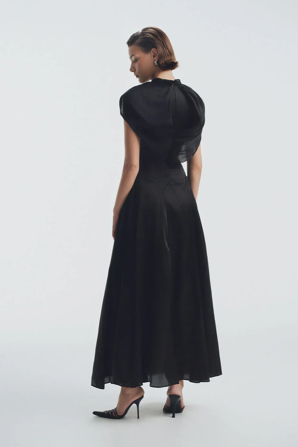 Alexandra A-line Cape Shoulder Polycotton Ankle Length Dress