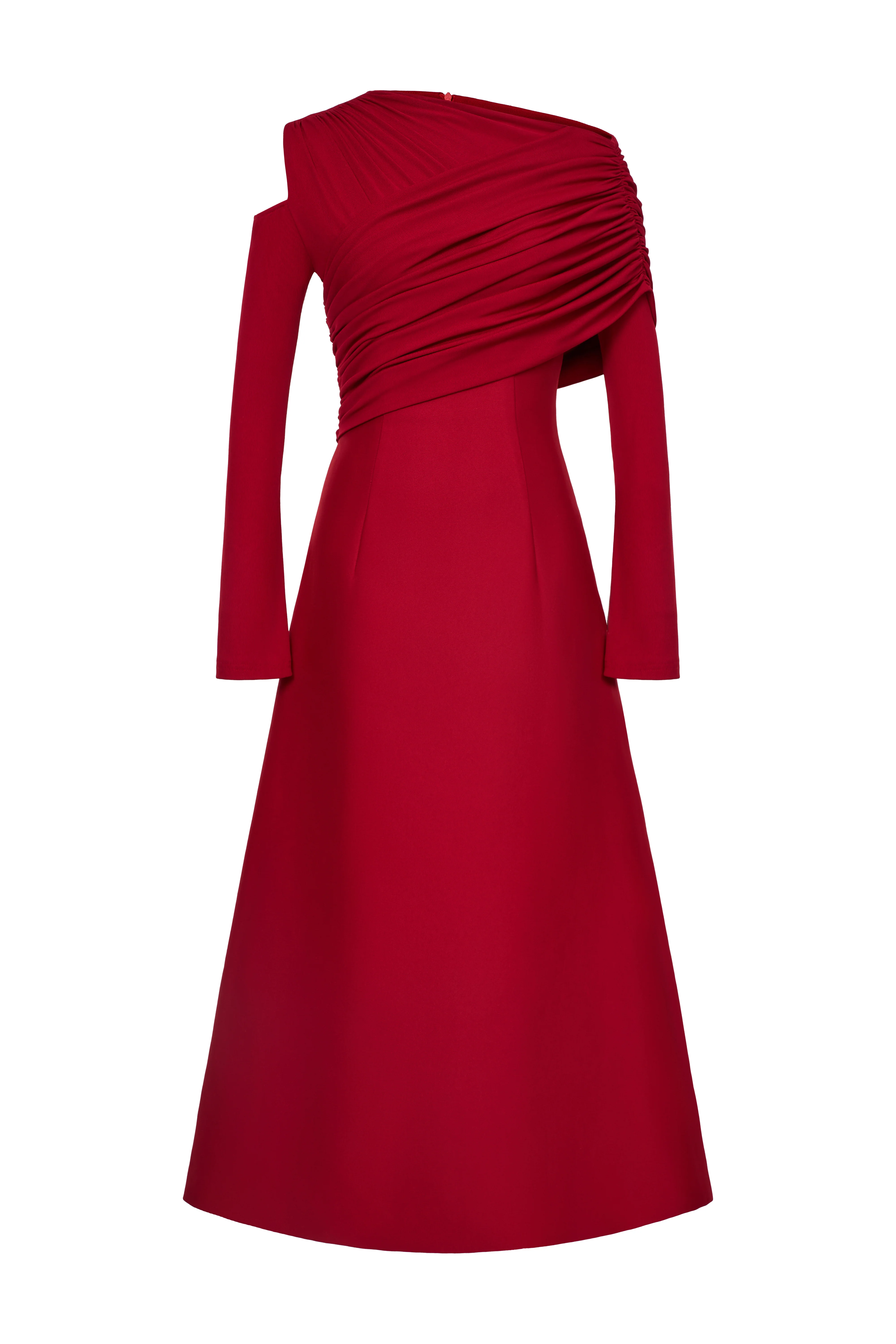 Luminous A-line Asymmetric Shoulder Jersey Maxi Dress