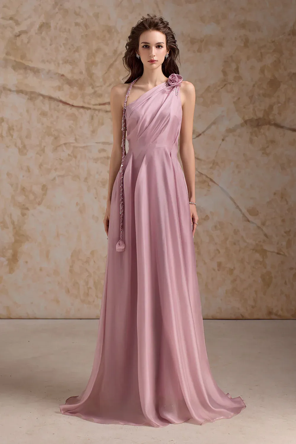 Amouria A-line Sleeveless Organza Floor Length Dress