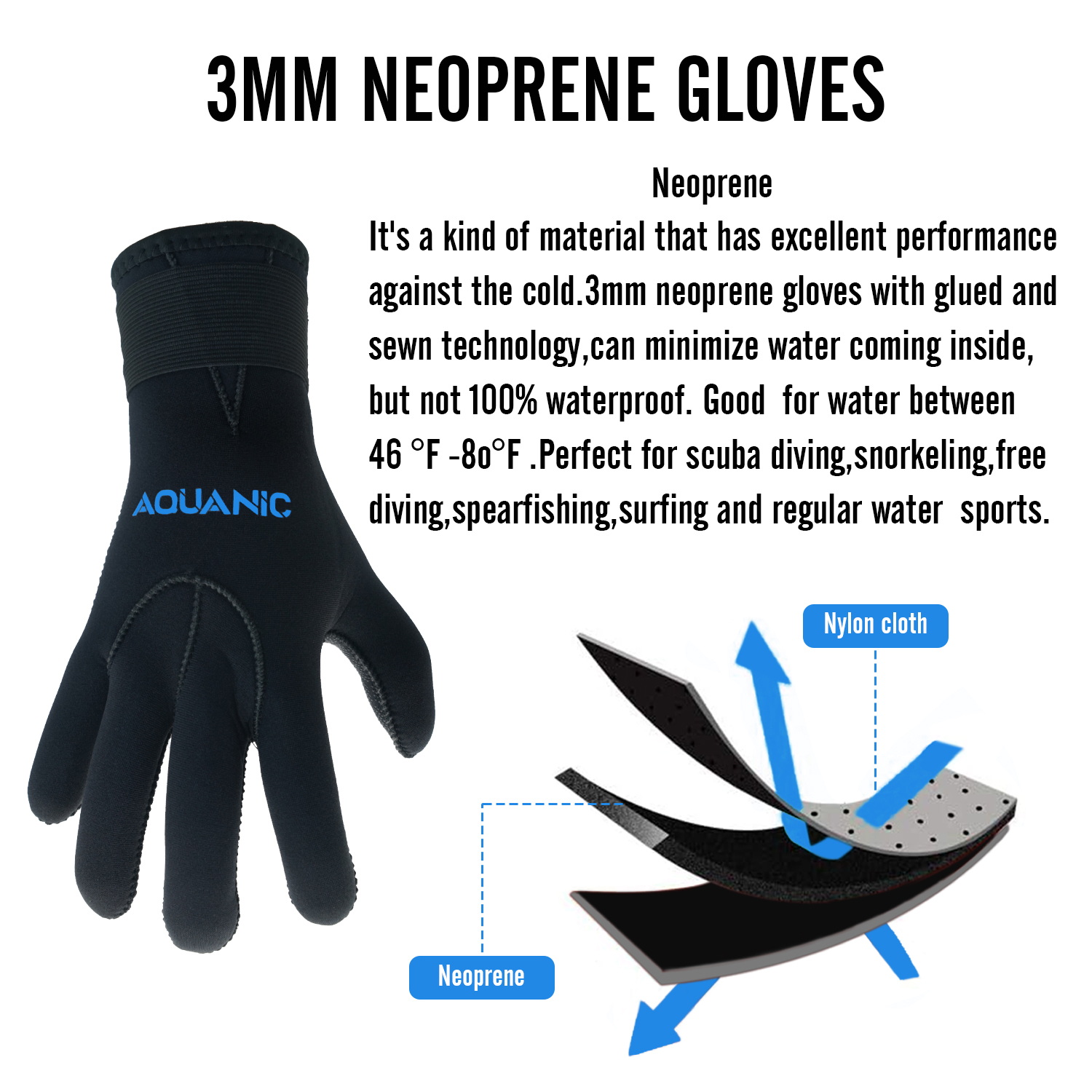NiteScuba 3mm Neoprene Diving Gloves