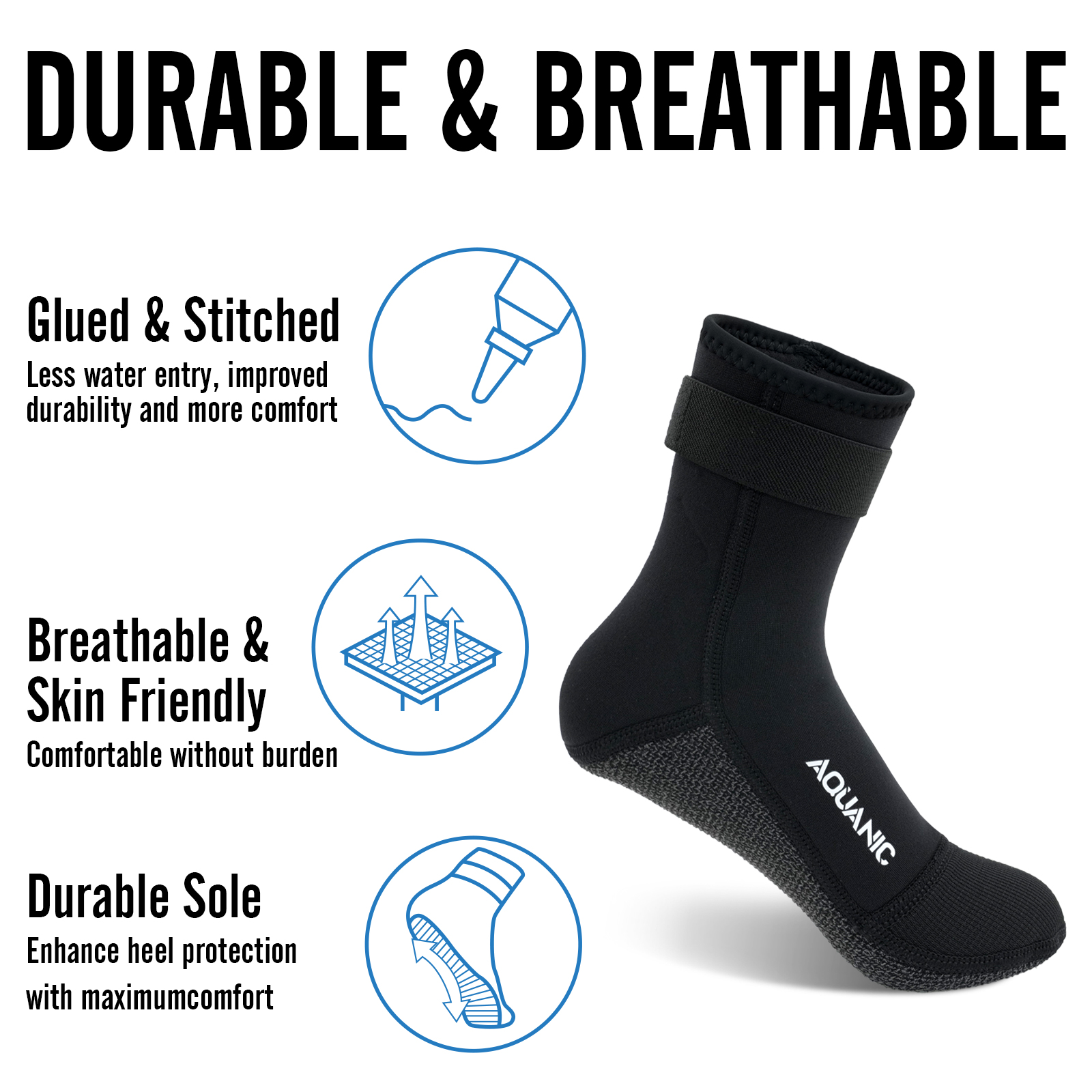 Nitescuba 3mm Neoprene Sand Socks,Wear-resistant Tie Strap Design Diving , Beach Soccer and Outdoor Water Sports