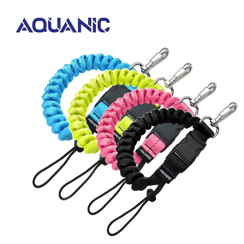 Scuba diving safety rope, made of stainless steel with spring-type spiral design to prevent detachment, suitable for underwater cameras and diving flashlights.