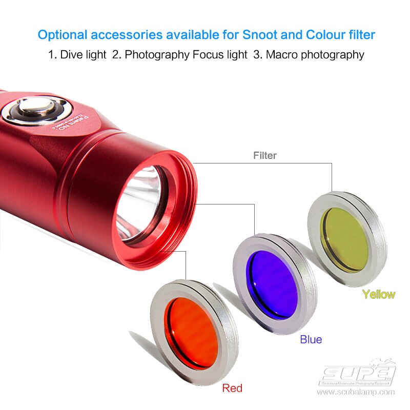 Supe Rd80 Diving Light Red Filter Flashlight 1200 Lumens-nitescuba